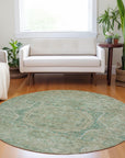 Iriir Green Washable Indoor-Outdoor Rug