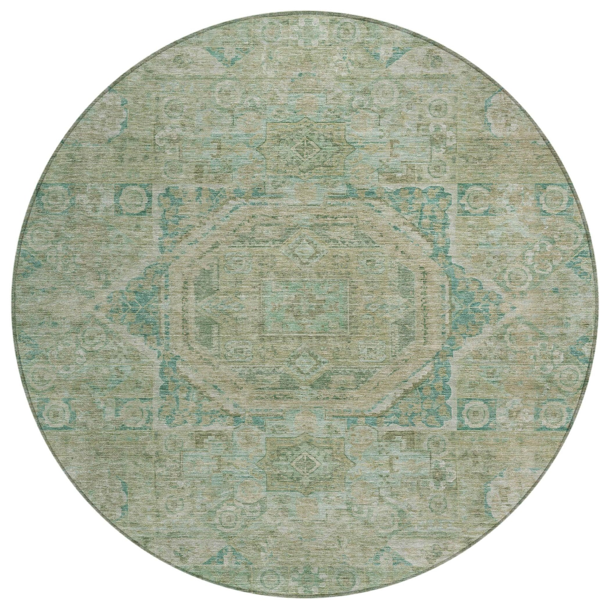 Iriir Green Washable Indoor-Outdoor Rug