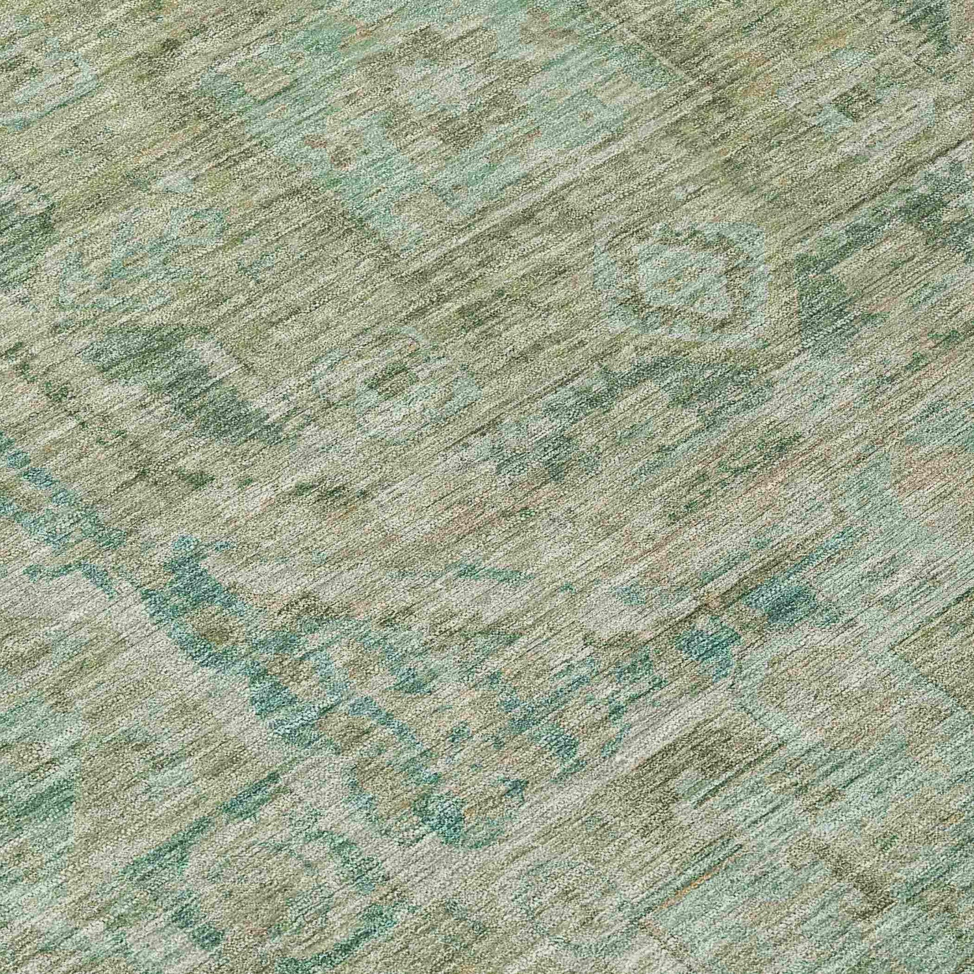 Iriir Green Washable Indoor-Outdoor Rug
