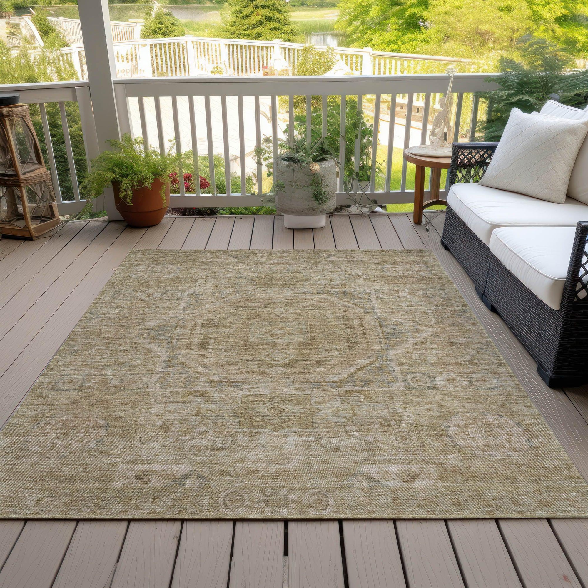 Addison Rugs Iriir Tan Washable Indoor-Outdoor Rug