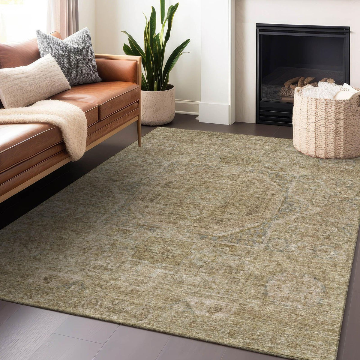 Addison Rugs Iriir Tan Washable Indoor-Outdoor Rug