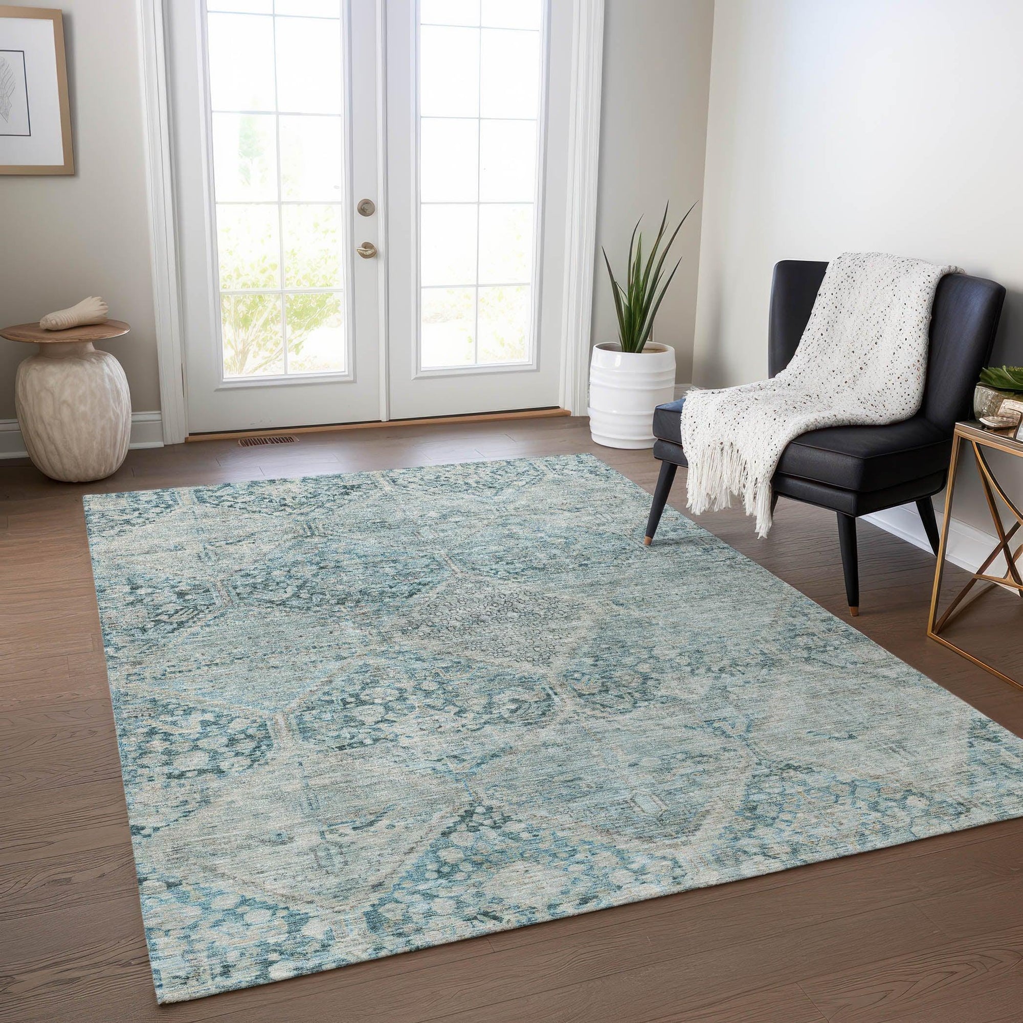 Addison Rugs Iriius Blue Washable Indoor-Outdoor Rug