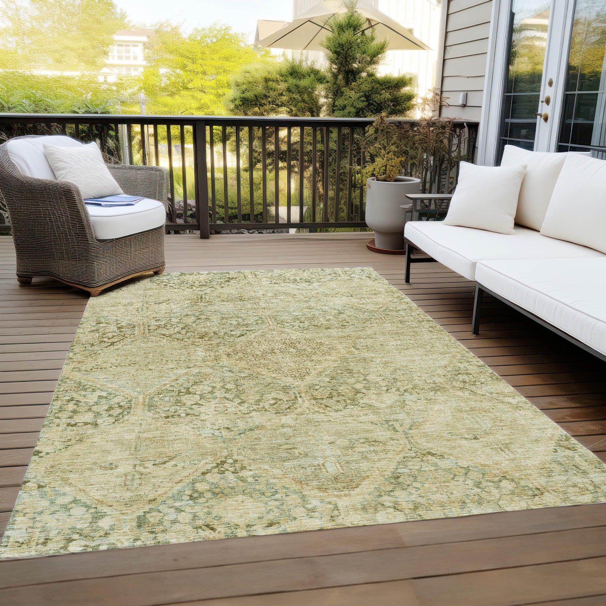 Addison Rugs Iriius Green Washable Indoor-Outdoor Rug