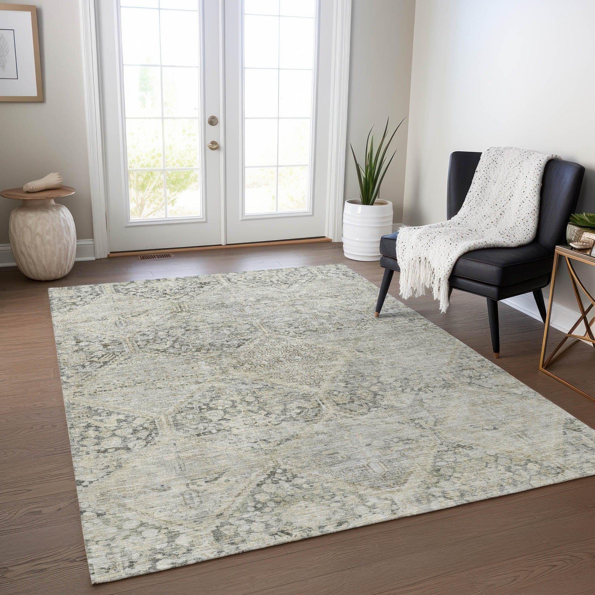 Addison Rugs Iriius Gray Washable Indoor-Outdoor Rug