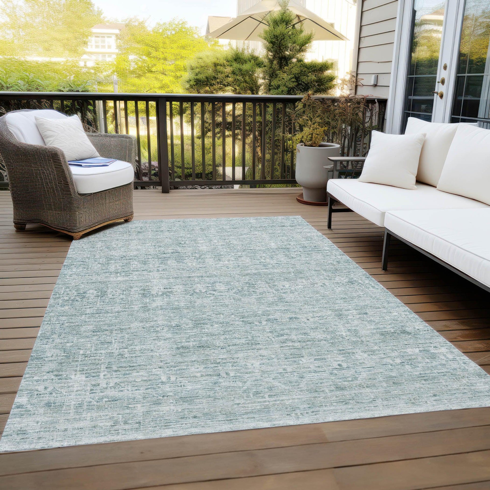 Addison Rugs Irion Teal Washable Indoor-Outdoor Rug