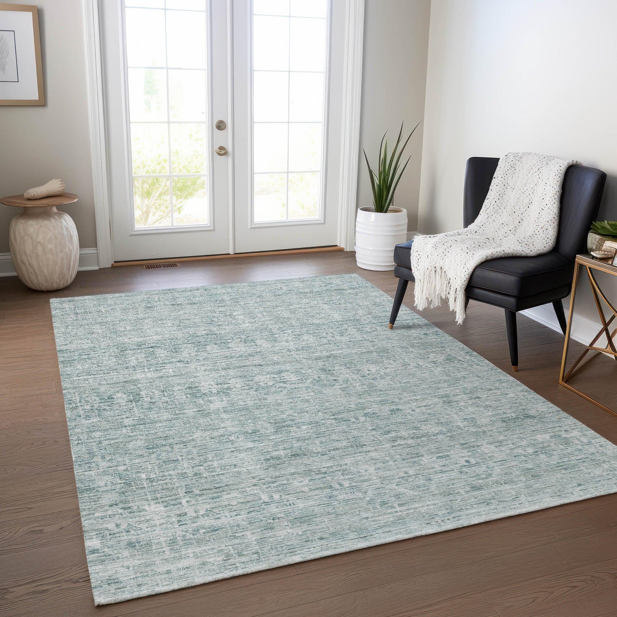 Addison Rugs Irion Teal Washable Indoor-Outdoor Rug