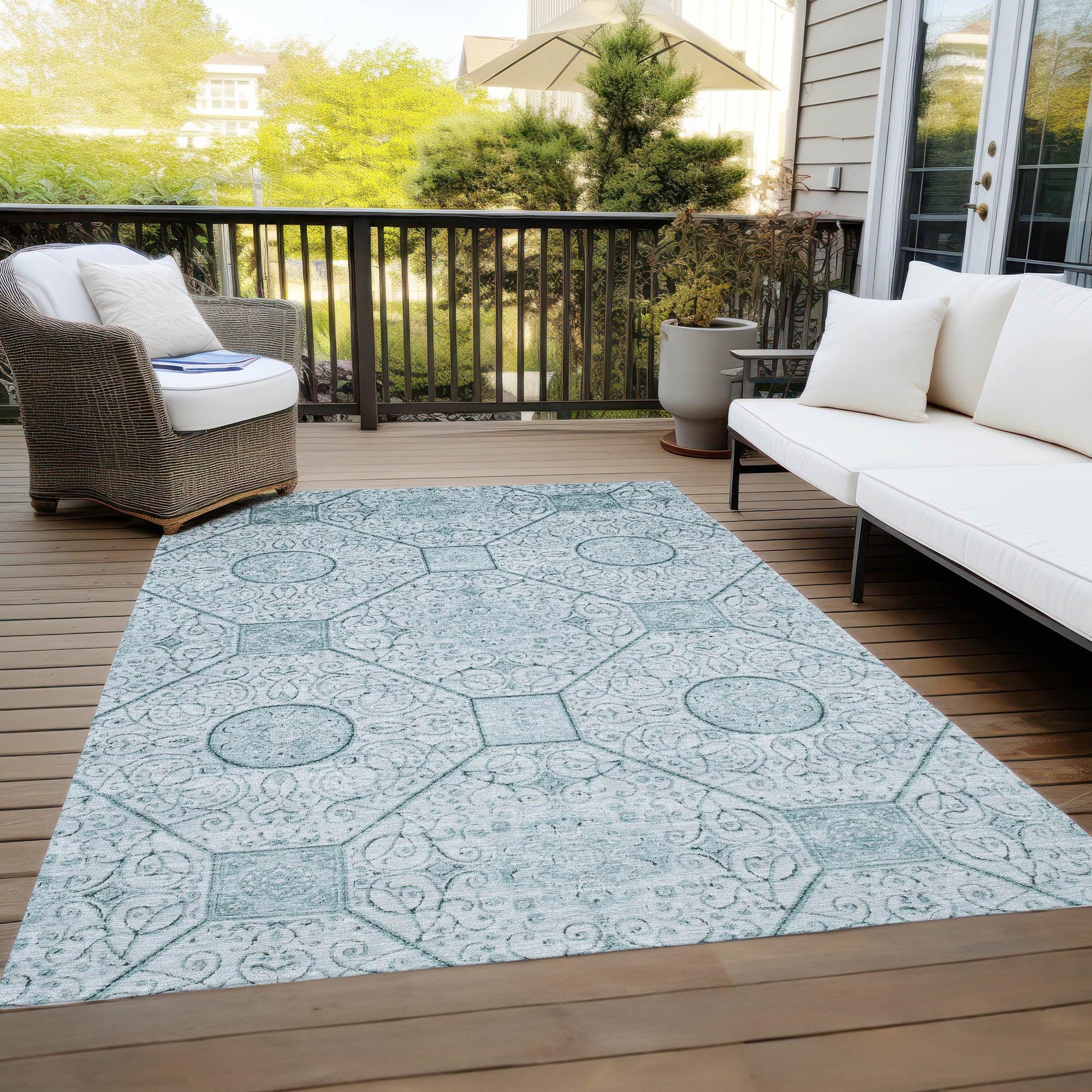 Addison Rugs Iriora Teal Washable Indoor-Outdoor Rug