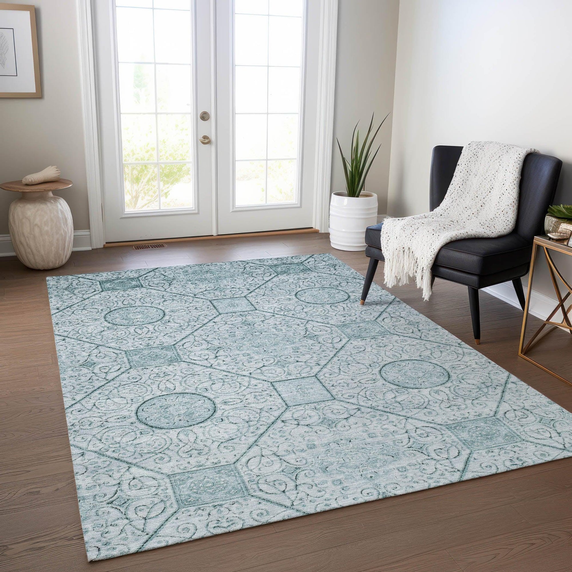 Addison Rugs Iriora Teal Washable Indoor-Outdoor Rug