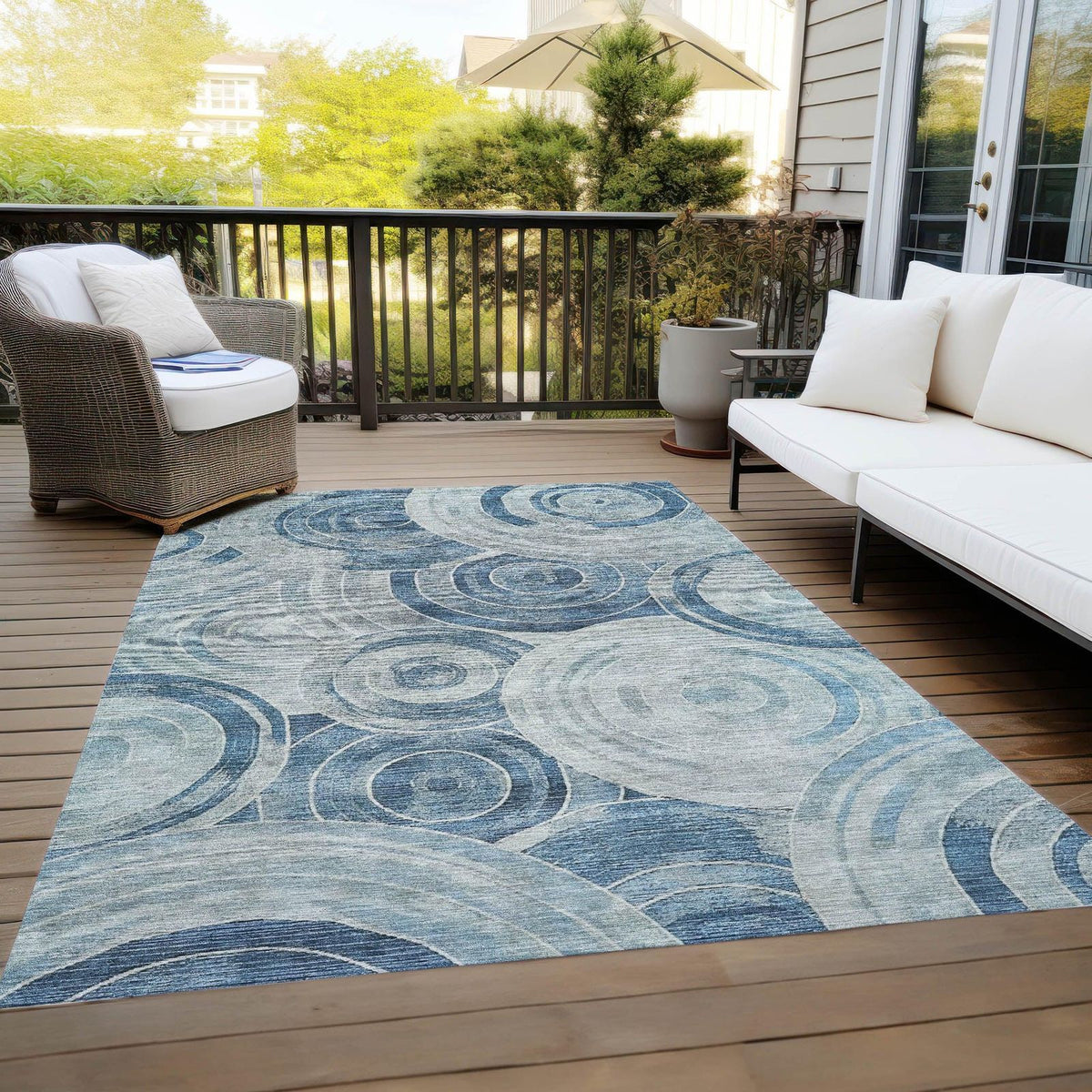 Jaelain Blue Washable Indoor-Outdoor Rug - Area Rug, Ships in 2-3 Days - view 4