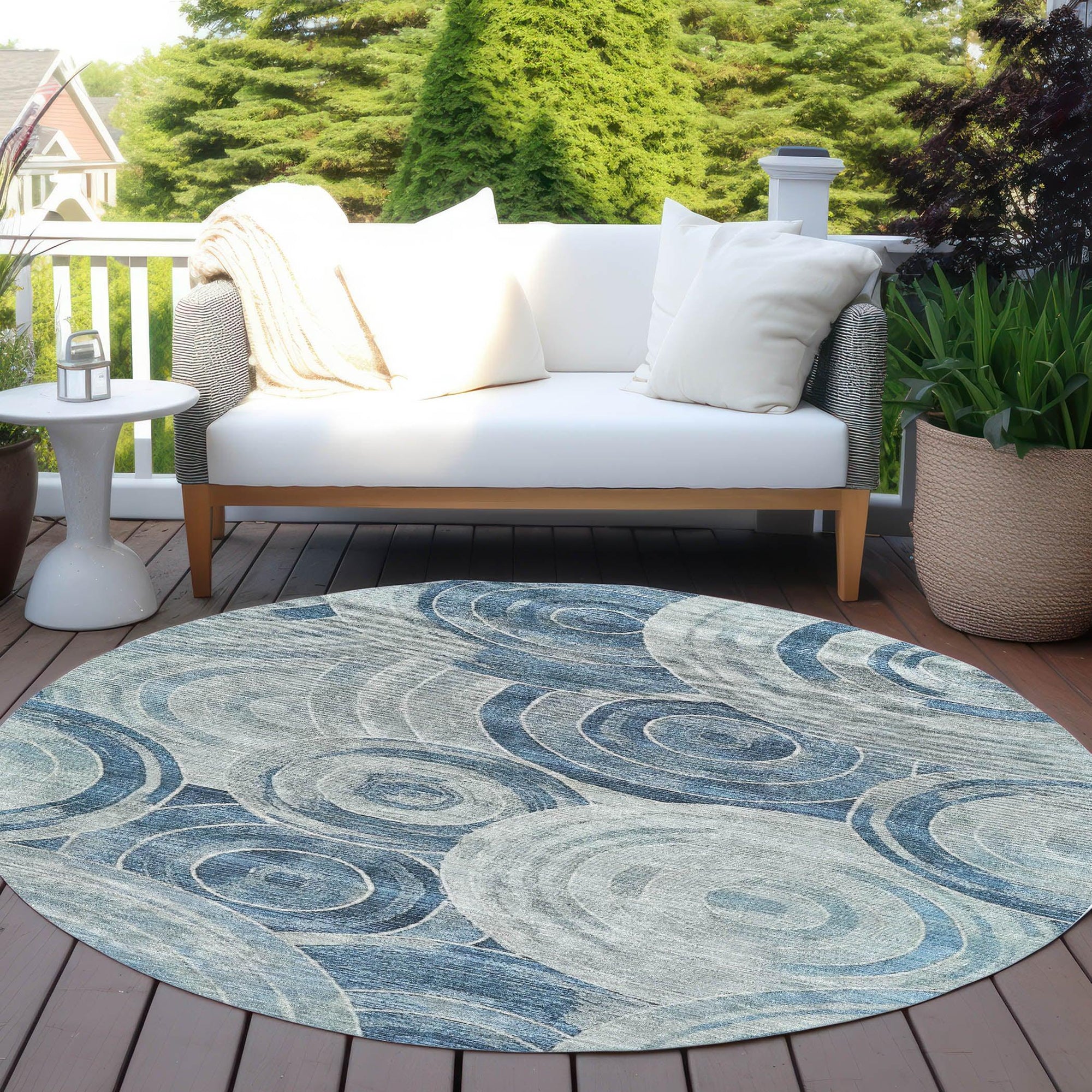 Jaelain Blue Washable Indoor-Outdoor Rug