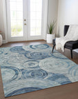 Jaelain Blue Washable Indoor-Outdoor Rug
