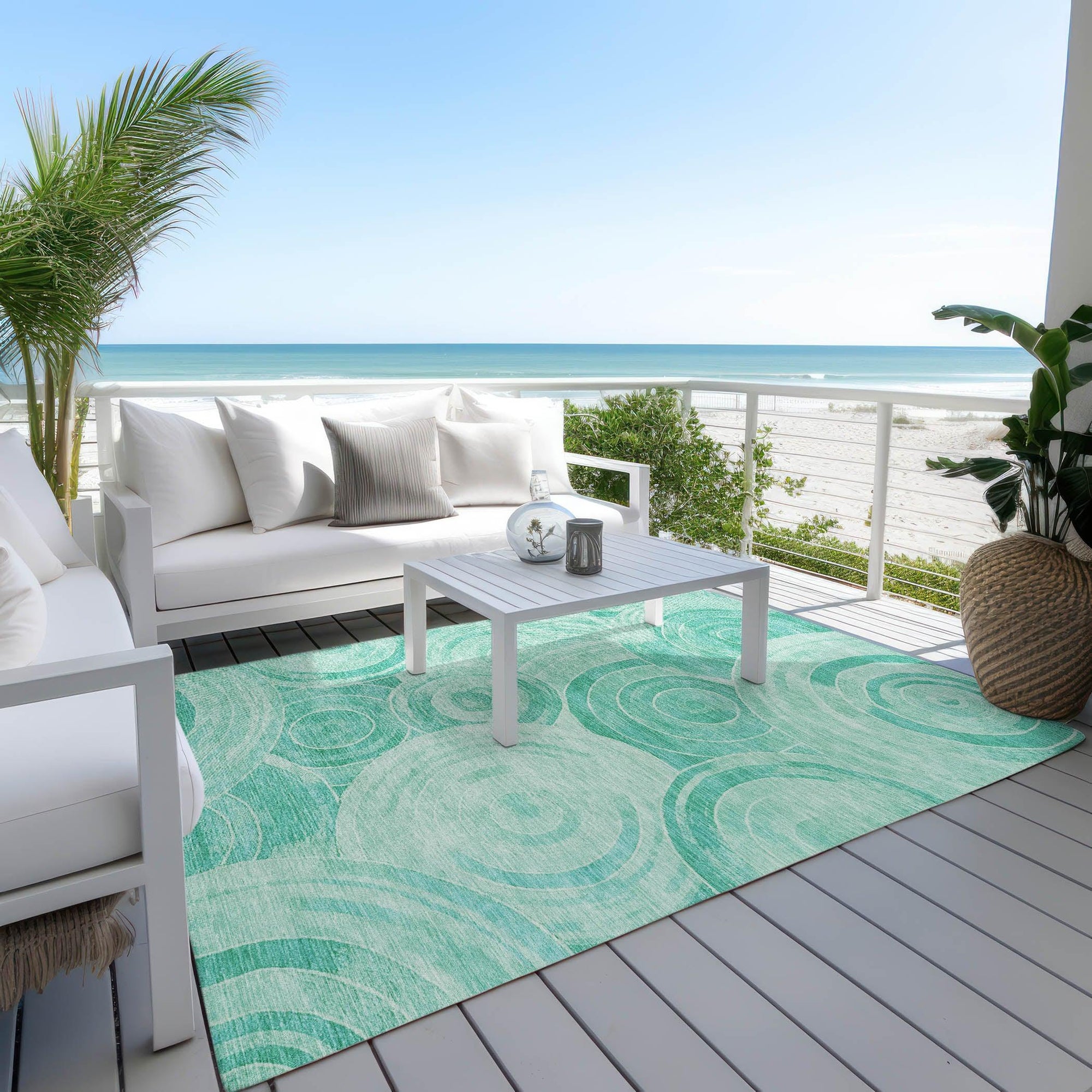 Addison Rugs Jaelain Teal Washable Indoor-Outdoor Rug