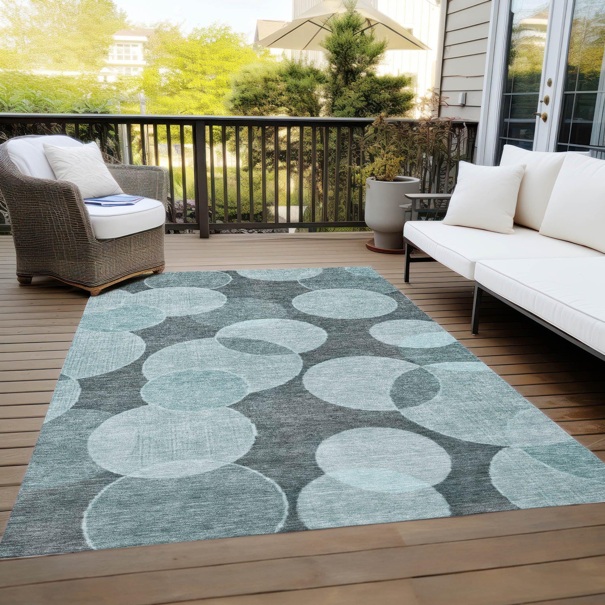 Addison Rugs Jaelanor Teal Washable Indoor-Outdoor Rug