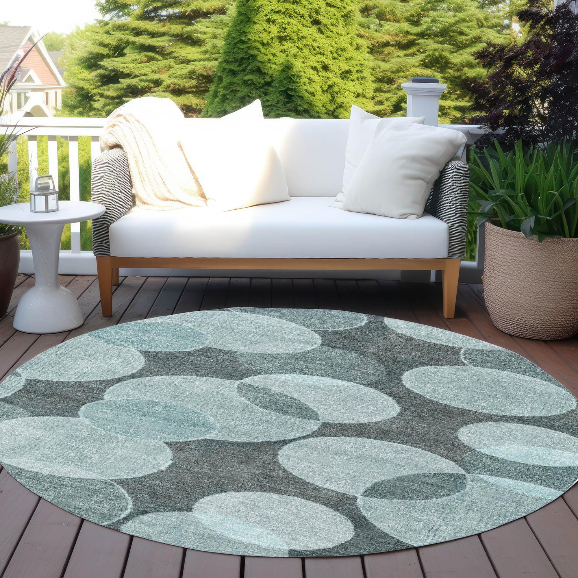 Addison Rugs Jaelanor Teal Washable Indoor-Outdoor Rug