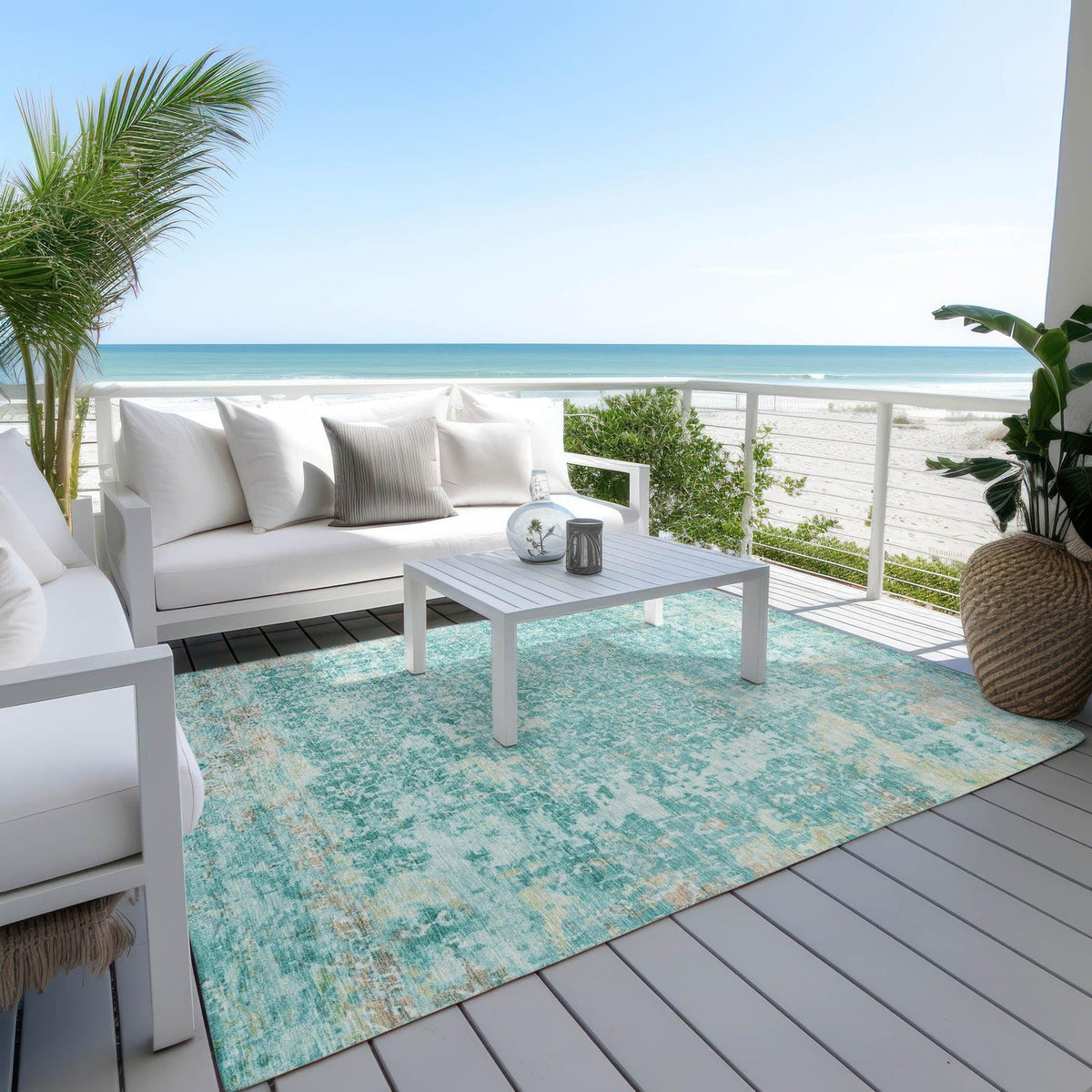 Addison Rugs Jaelara Teal Washable Indoor-Outdoor Rug