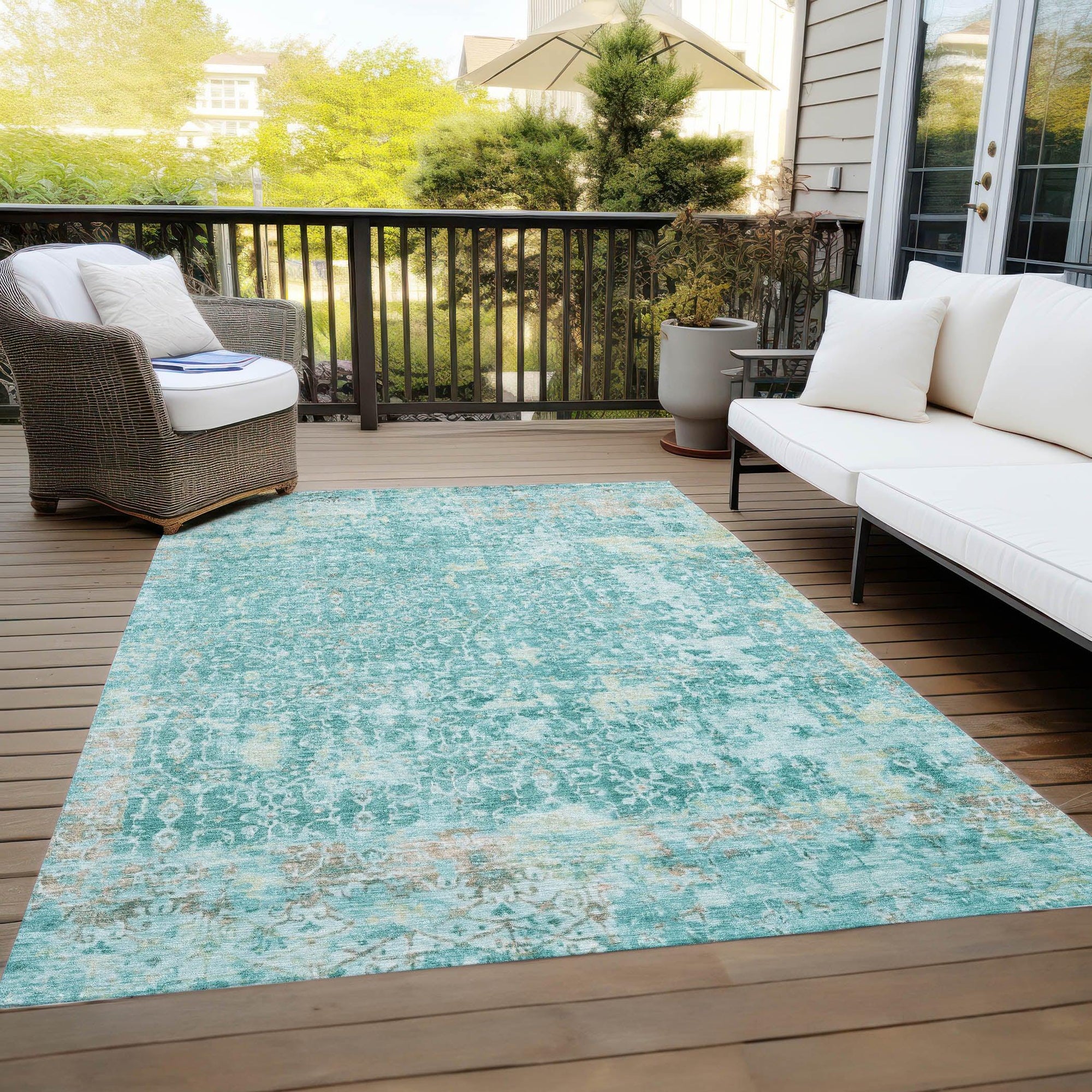 Addison Rugs Jaelara Teal Washable Indoor-Outdoor Rug