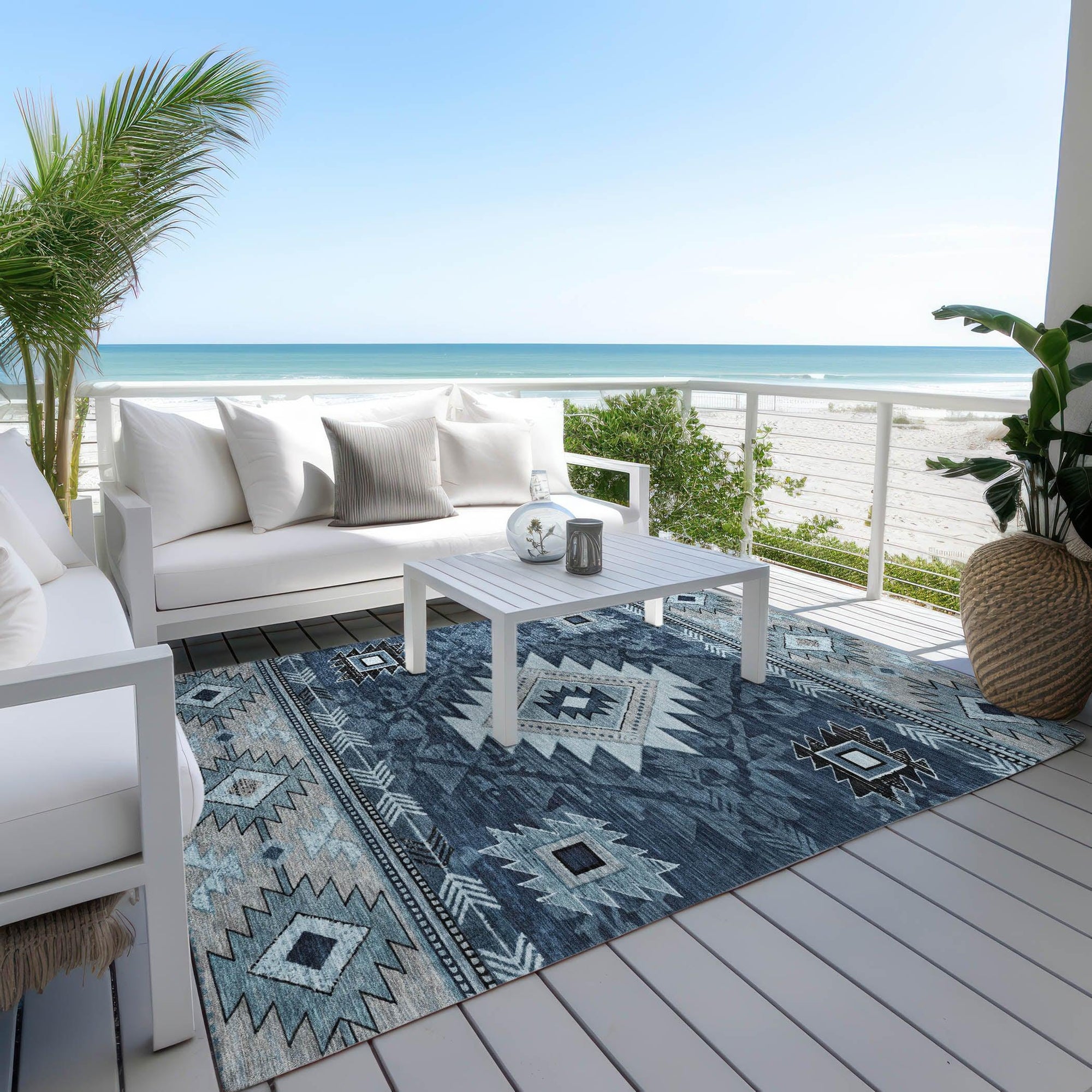 Addison Rugs Jaelas Blue Washable Indoor-Outdoor Rug