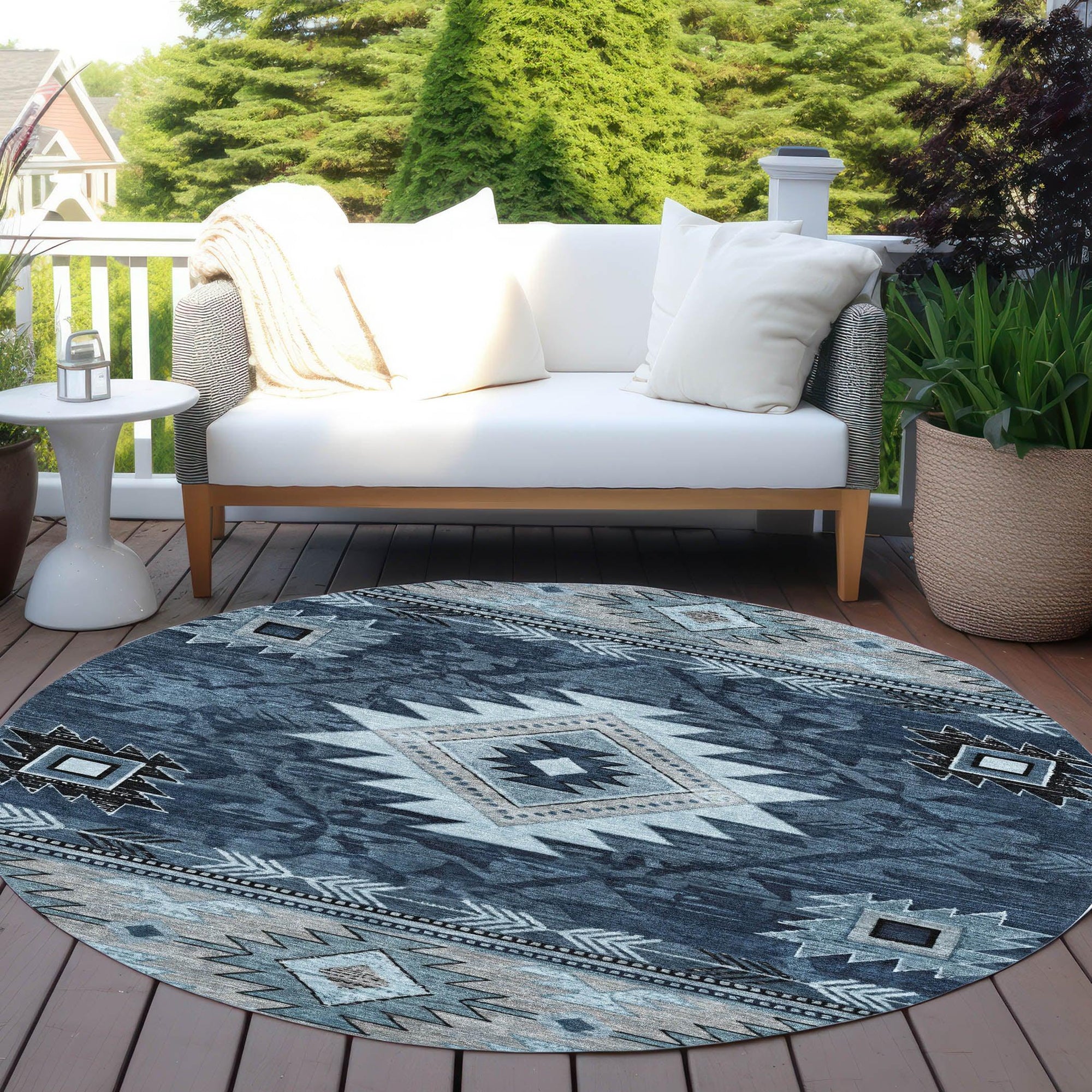 Addison Rugs Jaelas Blue Washable Indoor-Outdoor Rug