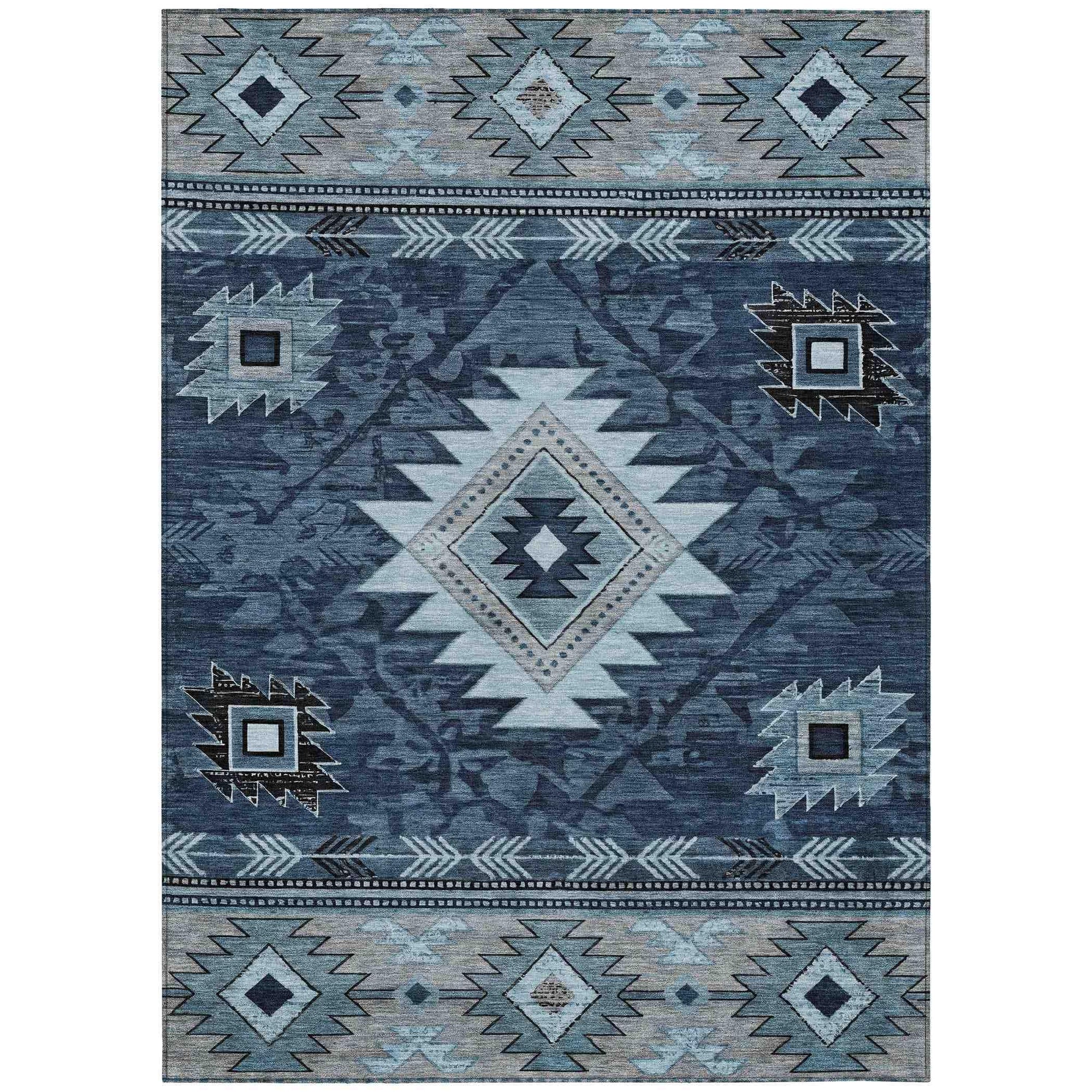 Addison Rugs Jaelas Blue Washable Indoor-Outdoor Rug