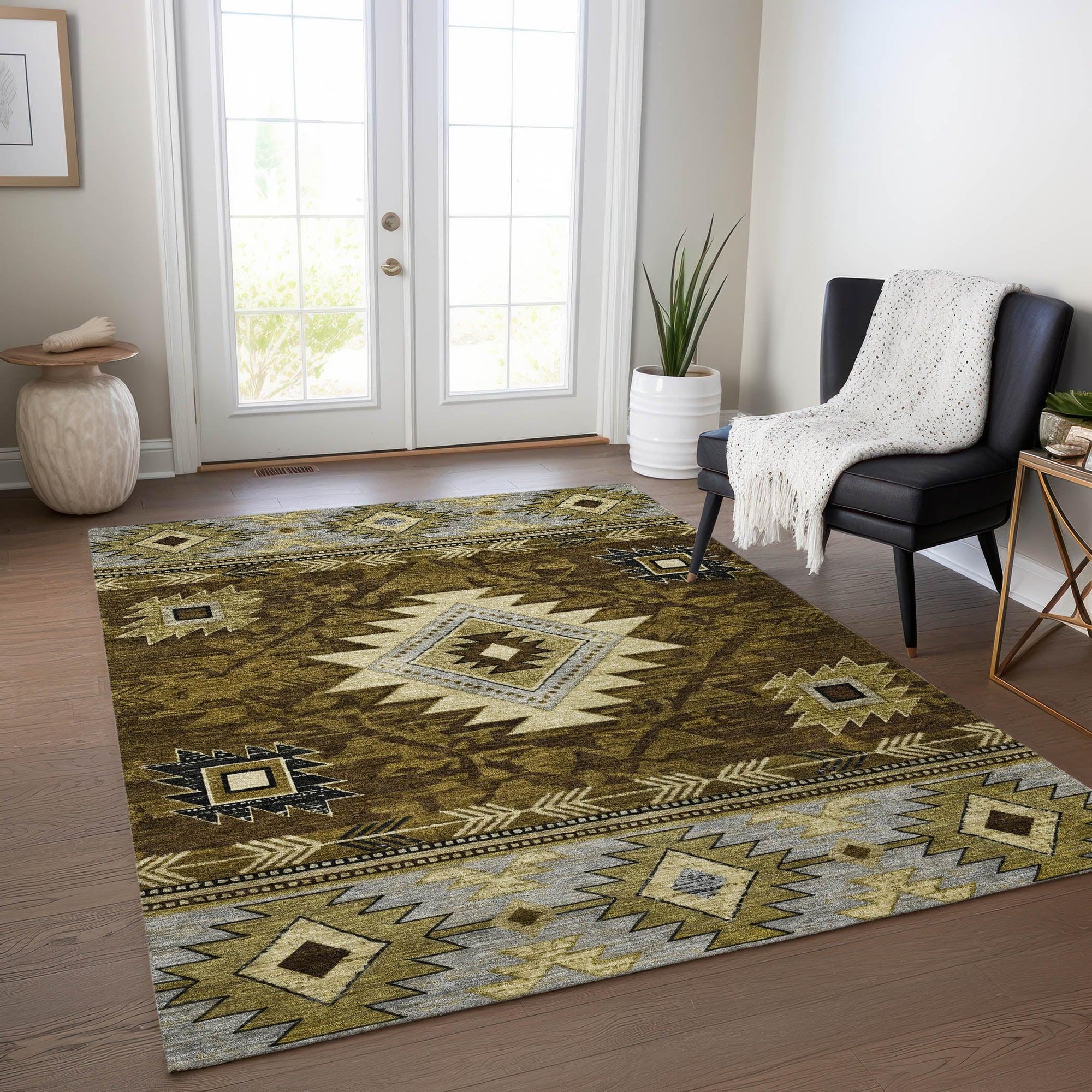 Addison Rugs Jaelas Brown Washable Indoor-Outdoor Rug