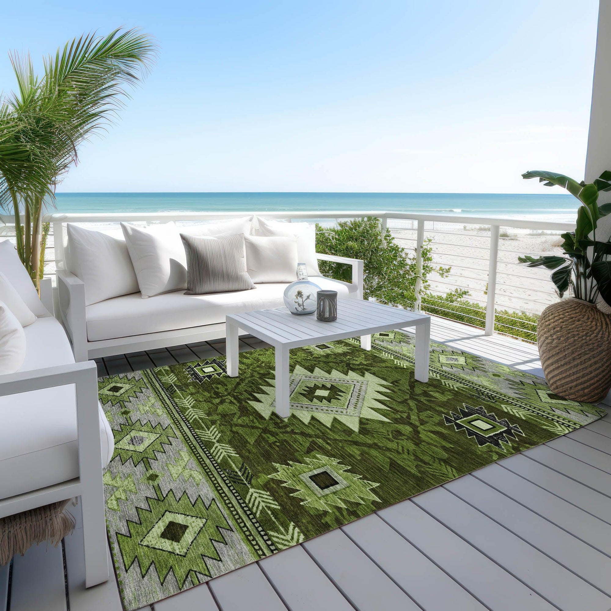 Addison Rugs Jaelas Green Washable Indoor-Outdoor Rug