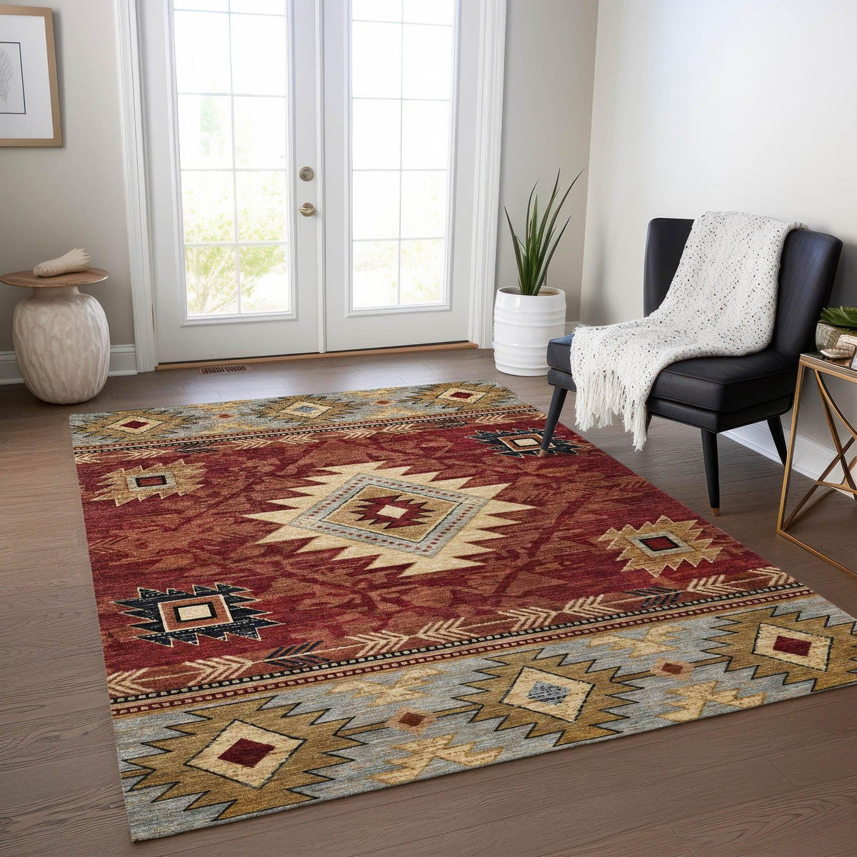 Addison Rugs Jaelas Orange Washable Indoor-Outdoor Rug