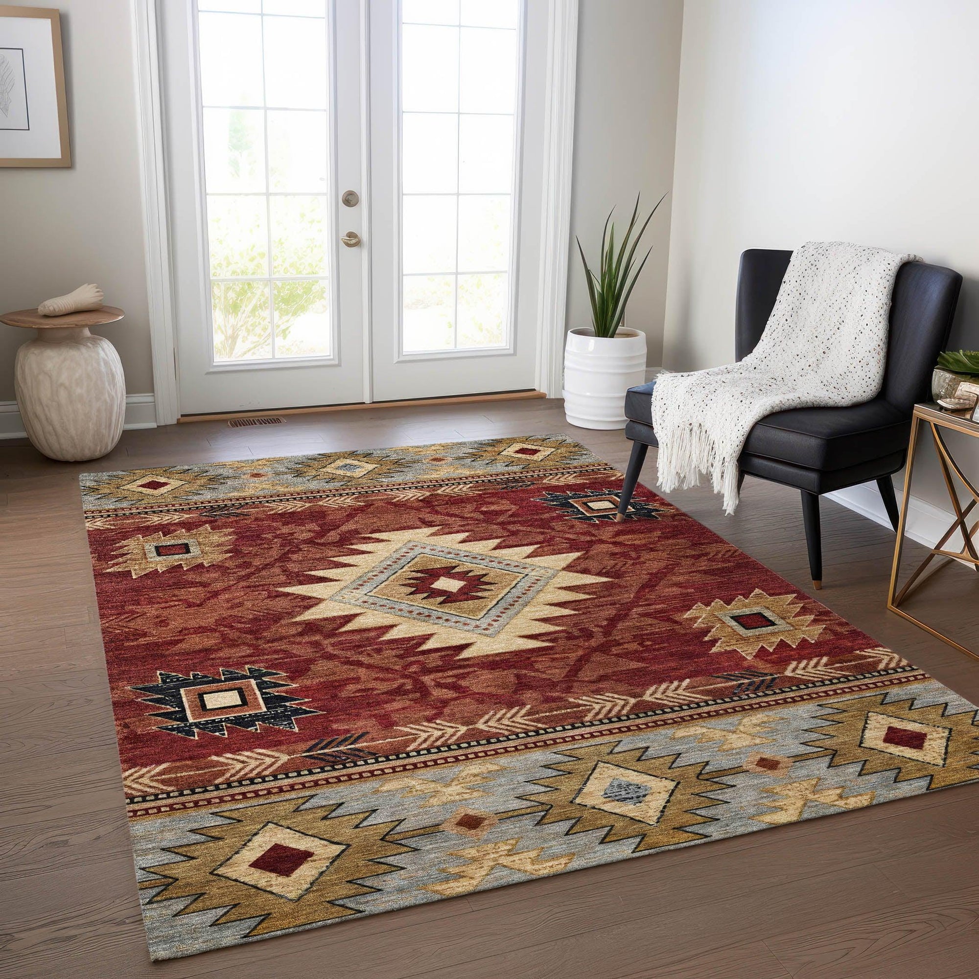 Addison Rugs Jaelas Orange Washable Indoor-Outdoor Rug