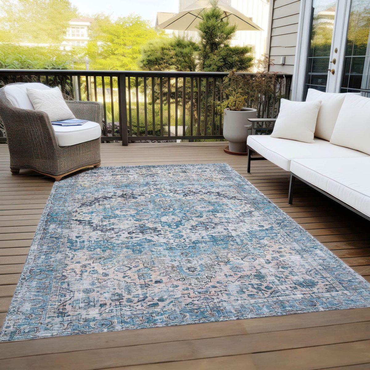 Jaelien Blue Washable Indoor-Outdoor Rug - Area Rug, Ships in 2-3 Days - view 4