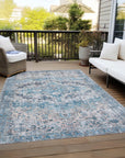 Jaelien Blue Washable Indoor-Outdoor Rug