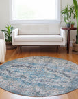 Jaelien Blue Washable Indoor-Outdoor Rug