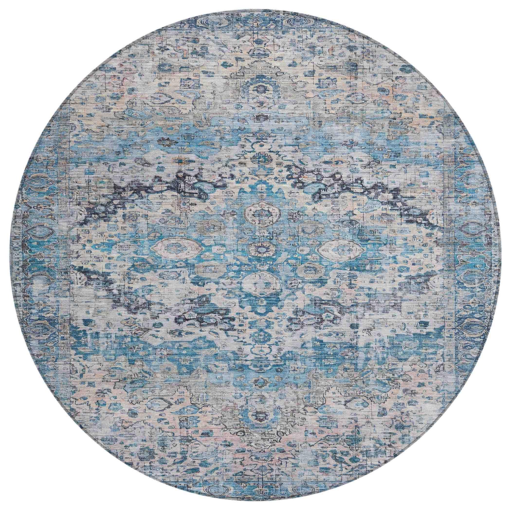 Jaelien Blue Washable Indoor-Outdoor Rug