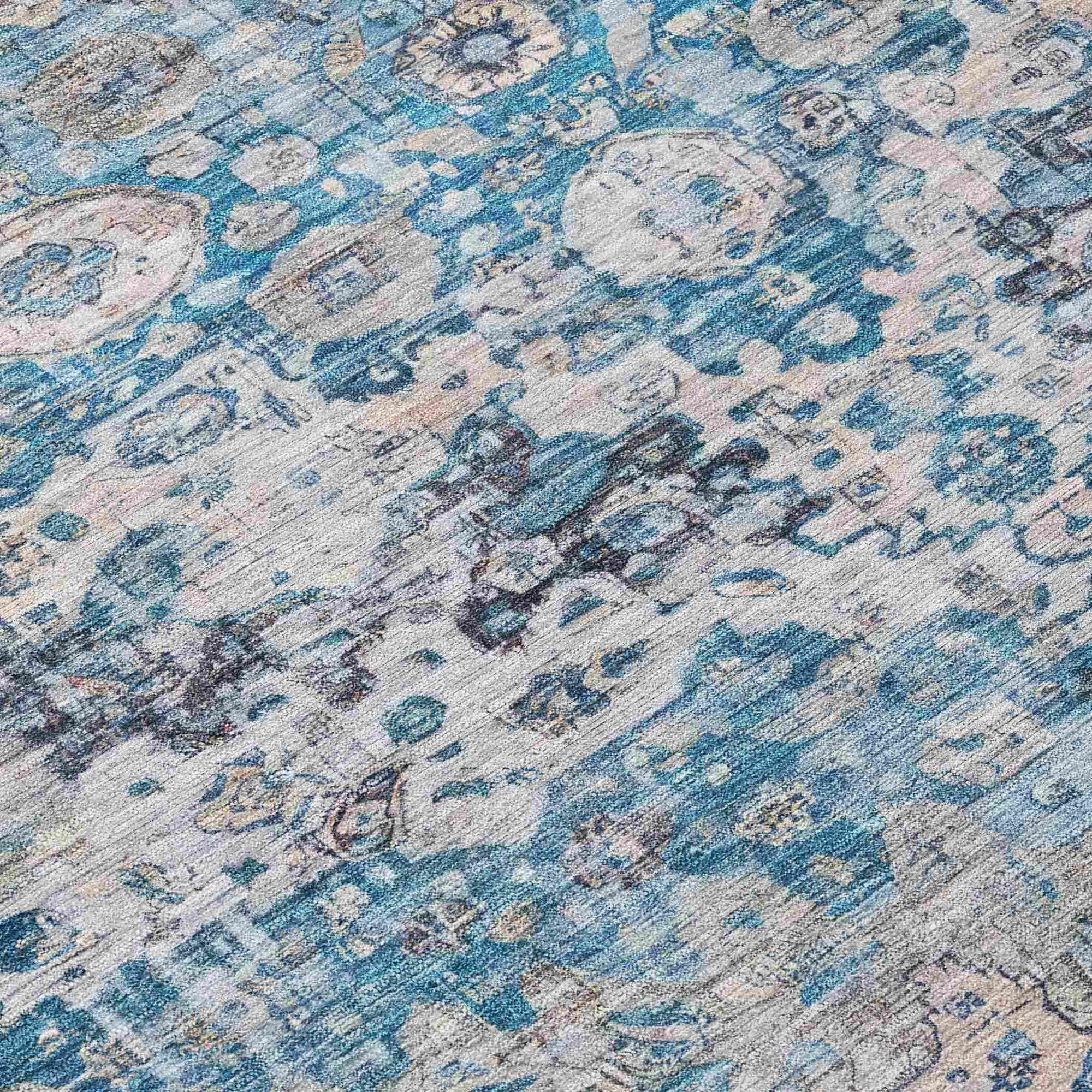 Jaelien Blue Washable Indoor-Outdoor Rug