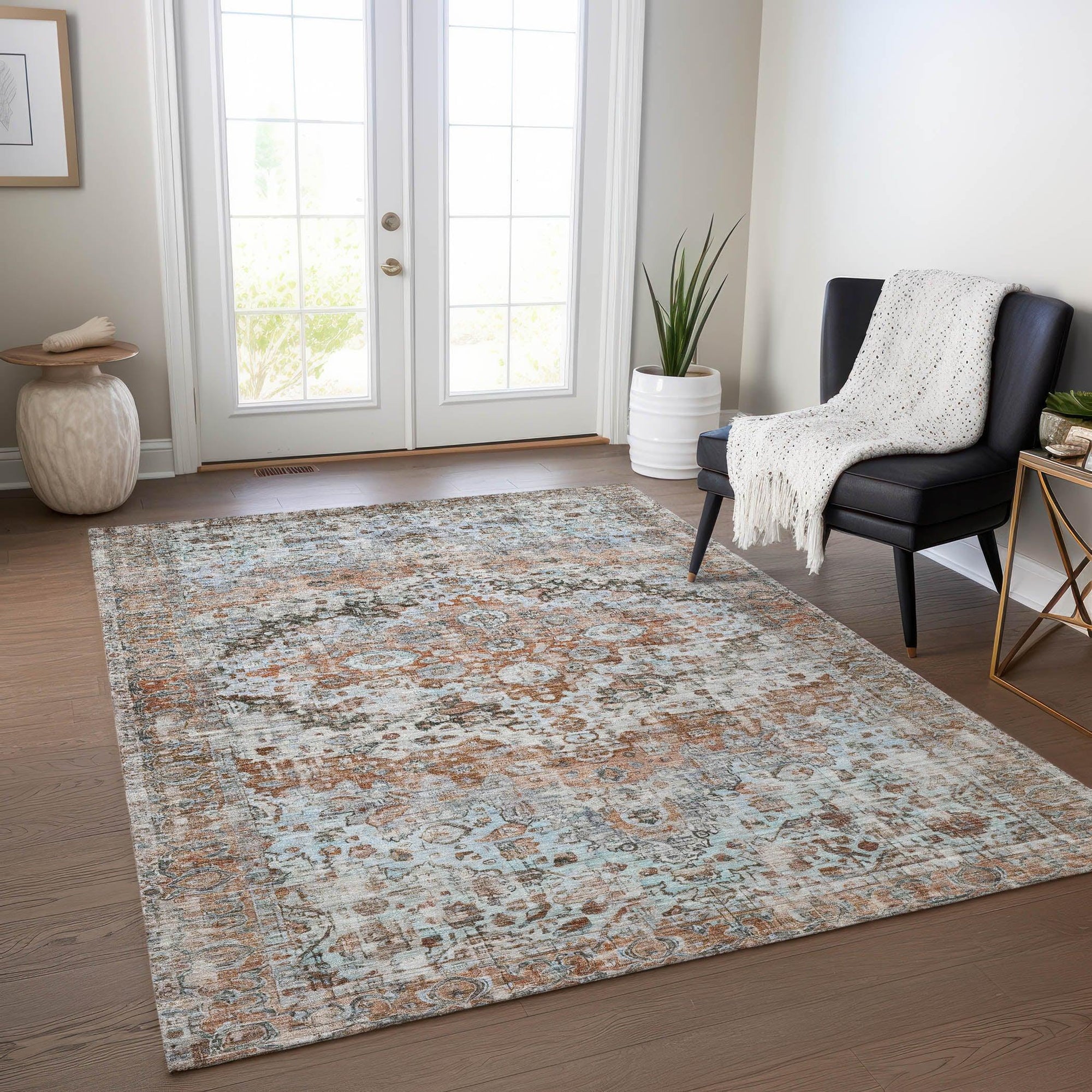 Addison Rugs Jaelien Orange Washable Indoor-Outdoor Rug