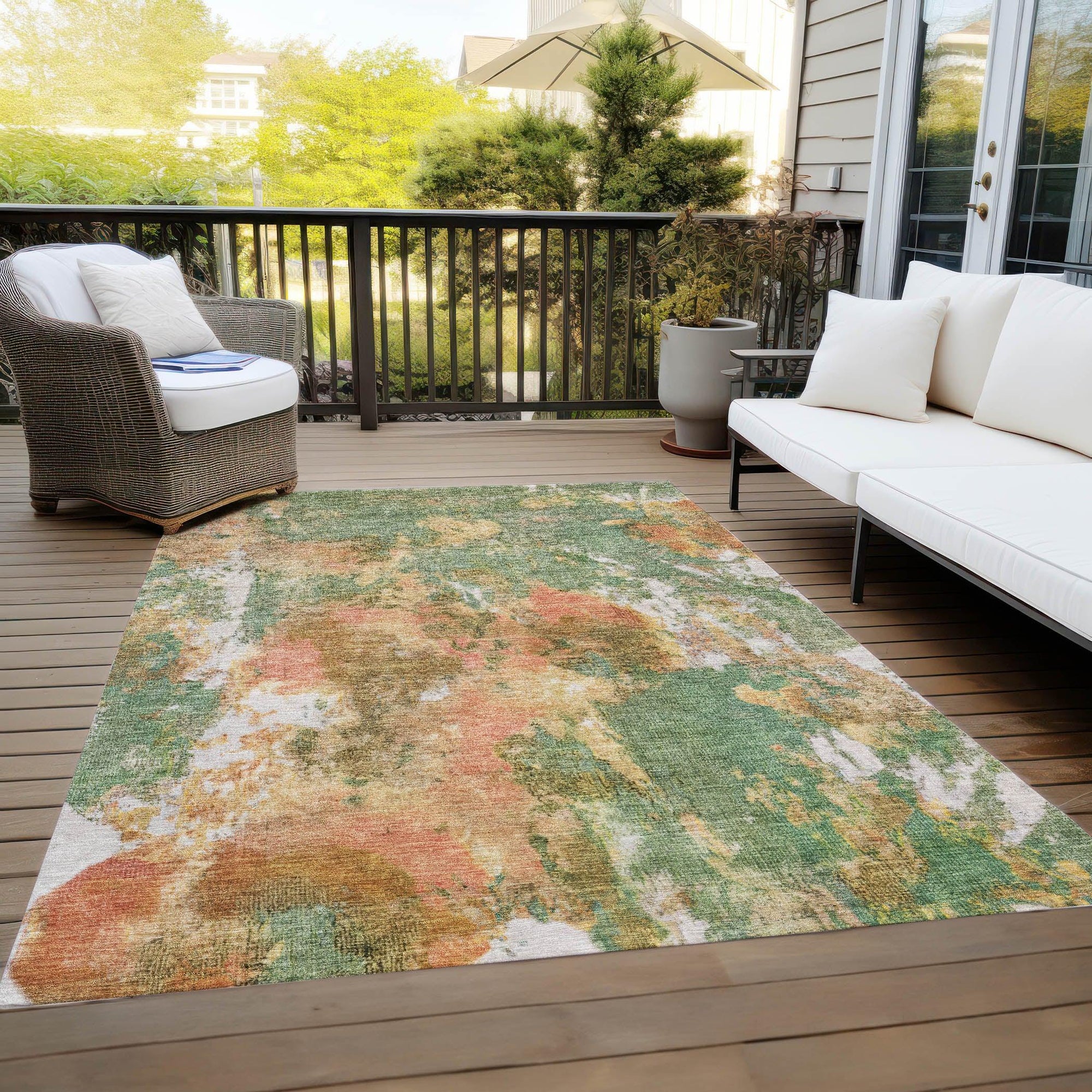 Addison Rugs Jaelion Green Washable Indoor-Outdoor Rug