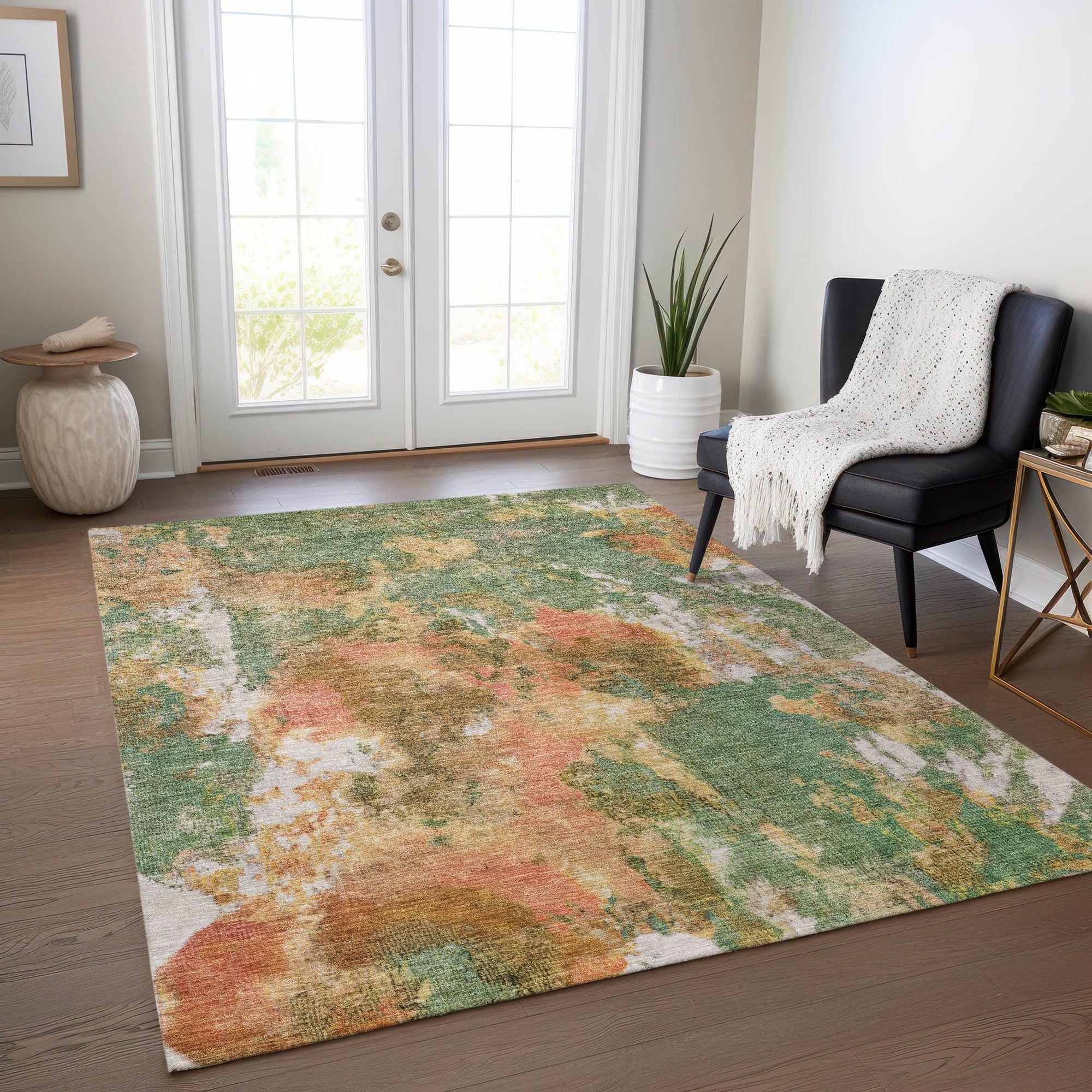 Addison Rugs Jaelion Green Washable Indoor-Outdoor Rug