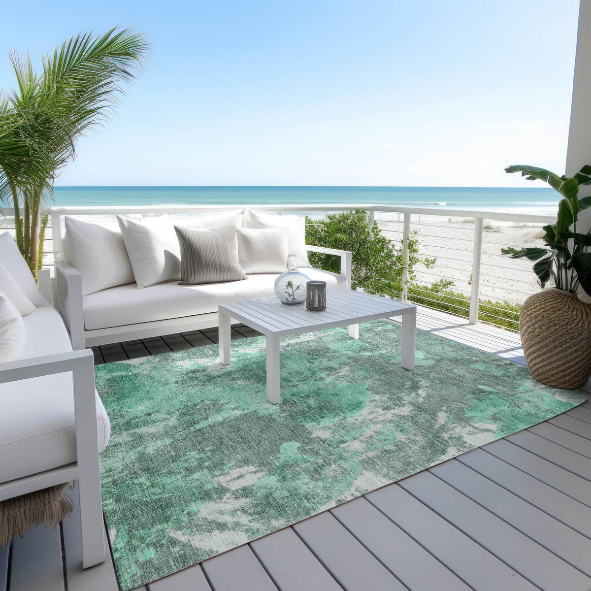 Addison Rugs Jaelion Teal Washable Indoor-Outdoor Rug