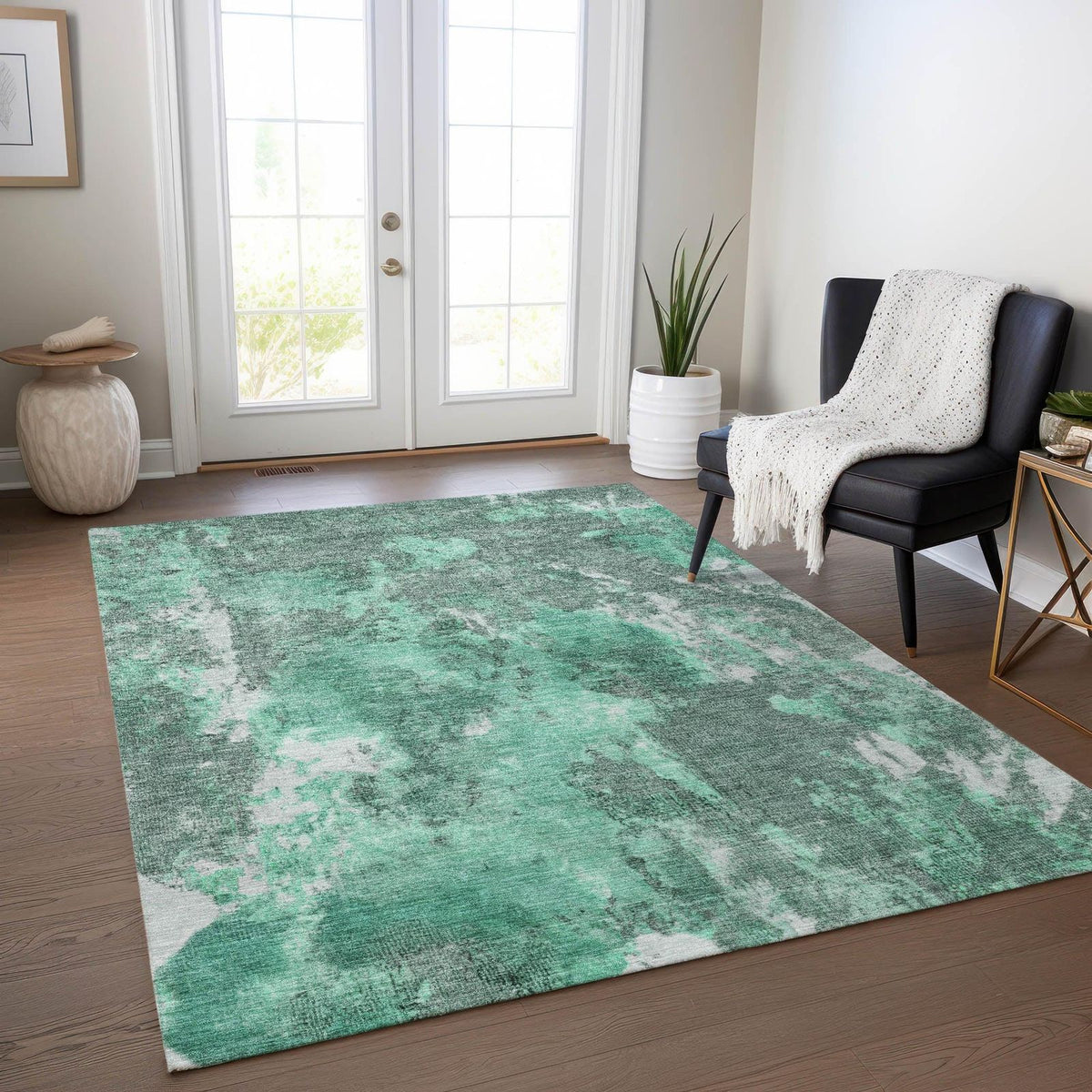 Addison Rugs Jaelion Teal Washable Indoor-Outdoor Rug