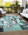 Addison Rugs Jaelius Teal Washable Indoor-Outdoor Rug