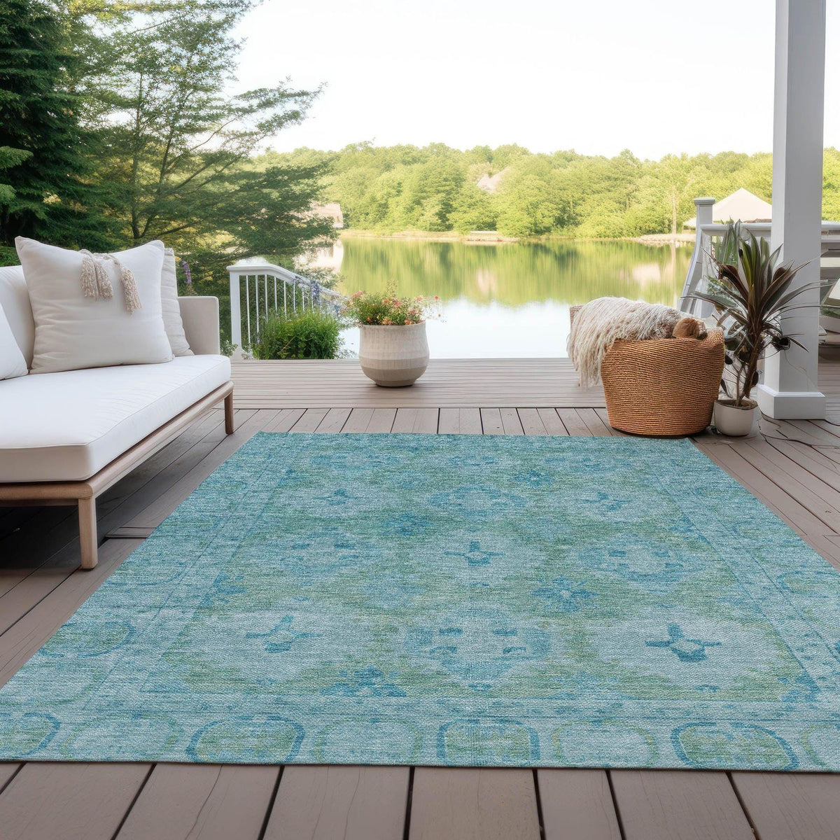 Addison Rugs Jaelora Teal Washable Indoor-Outdoor Rug