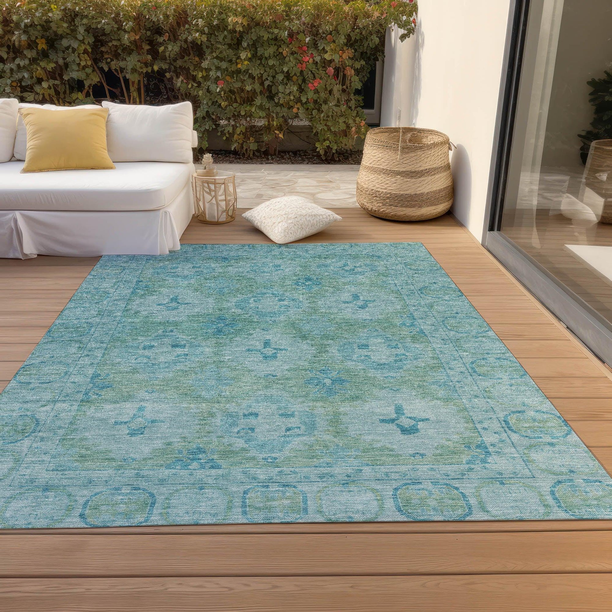 Addison Rugs Jaelora Teal Washable Indoor-Outdoor Rug