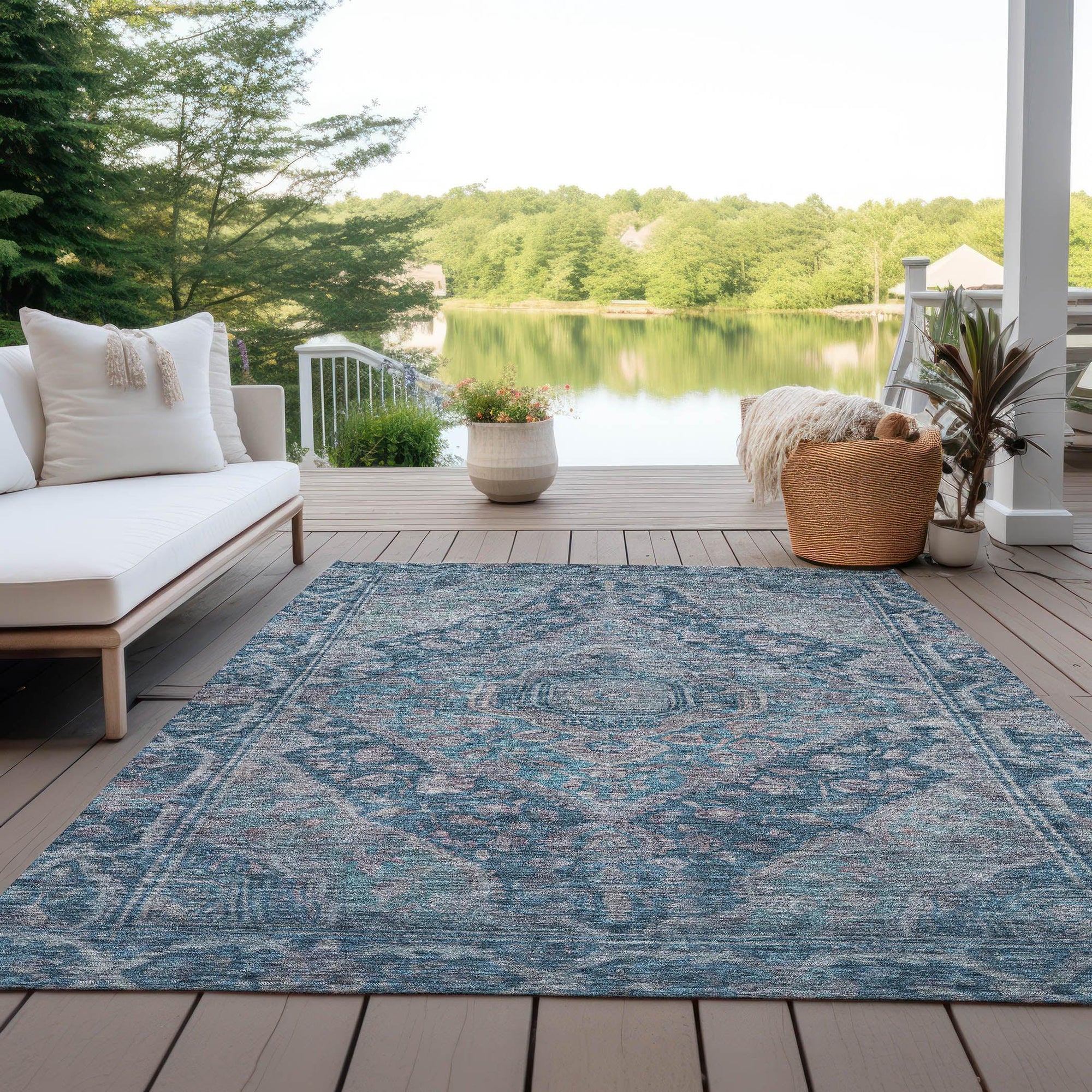 Addison Rugs Kaelanor Blue Washable Indoor-Outdoor Rug