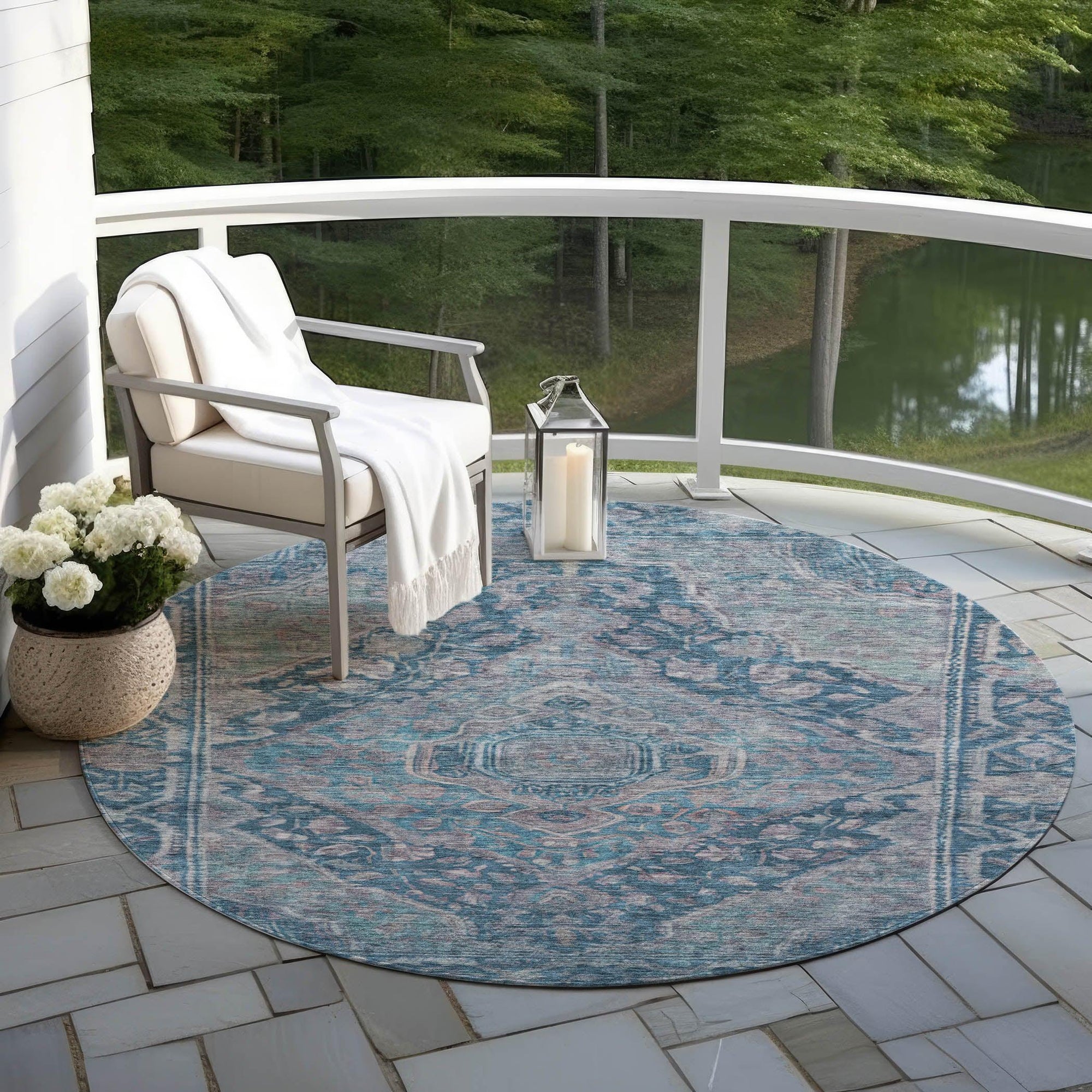 Addison Rugs Kaelanor Blue Washable Indoor-Outdoor Rug