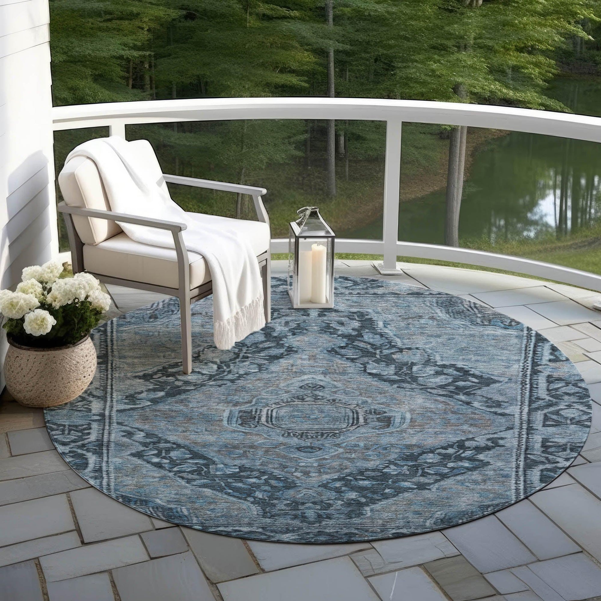 Addison Rugs Kaelanor Navy Washable Indoor-Outdoor Rug