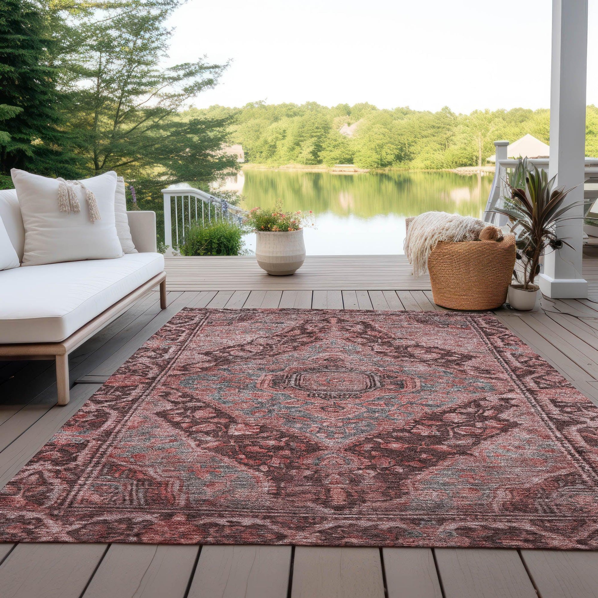 Addison Rugs Kaelanor Orange Washable Indoor-Outdoor Rug