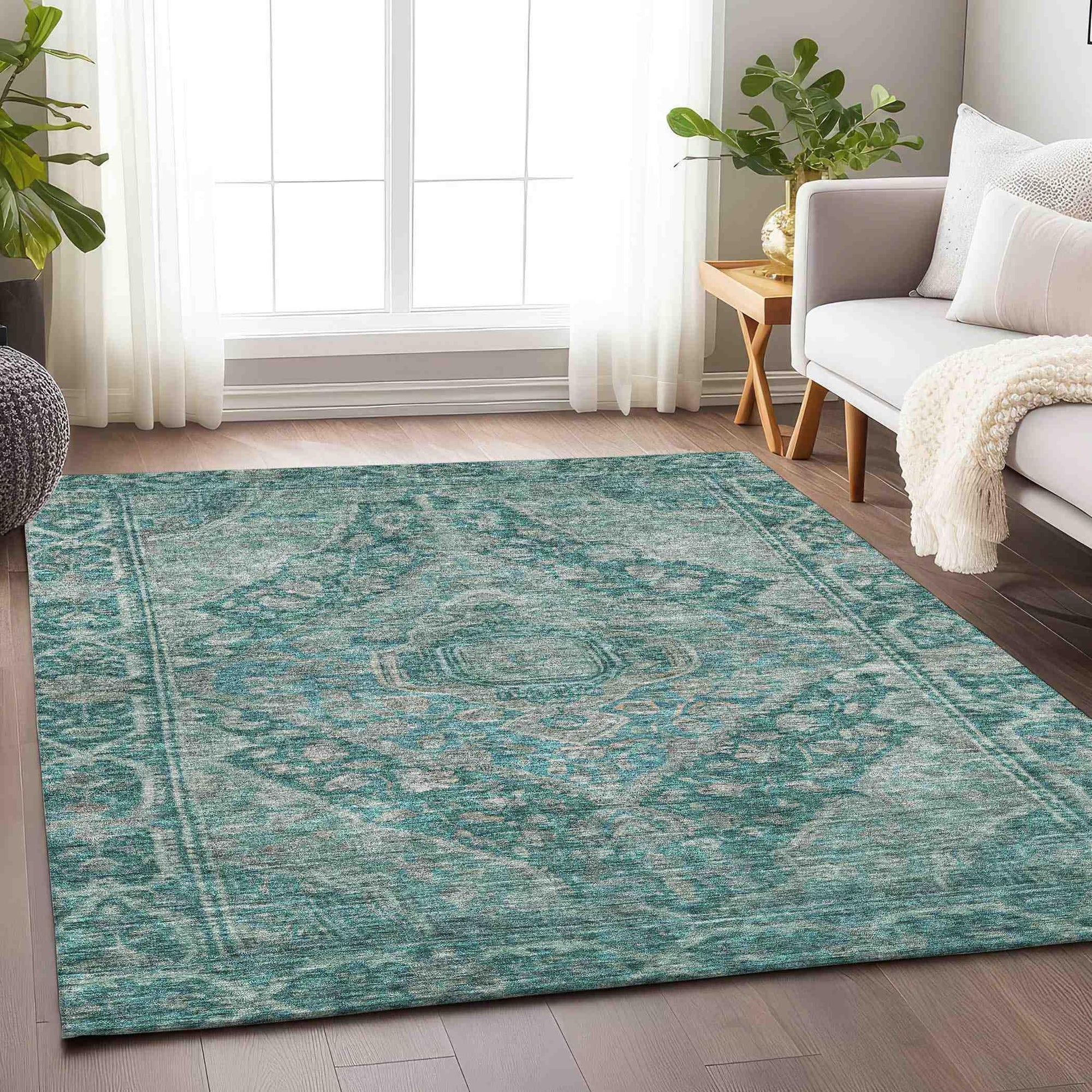 Addison Rugs Kaelanor Teal Washable Indoor-Outdoor Rug