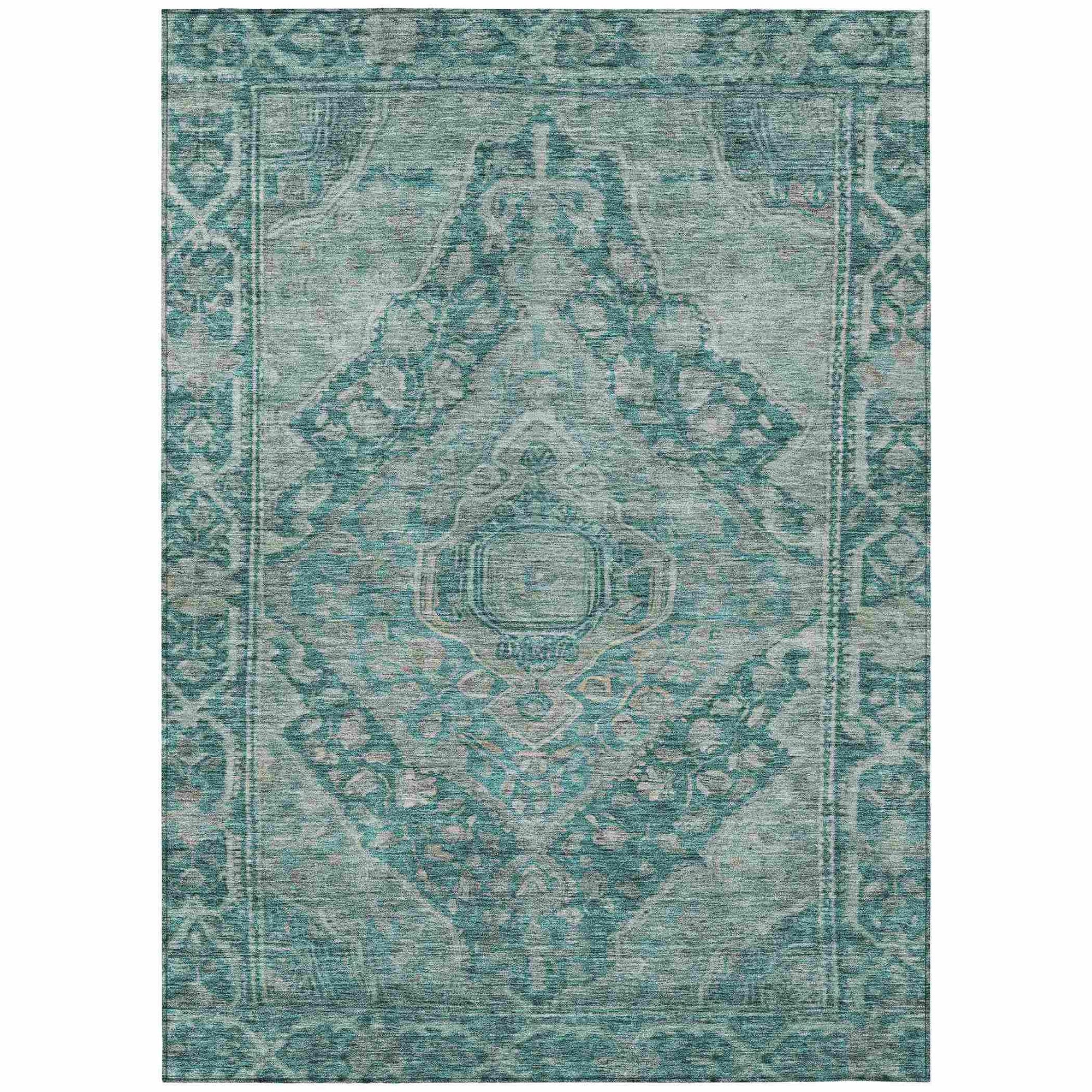Addison Rugs Kaelanor Teal Washable Indoor-Outdoor Rug