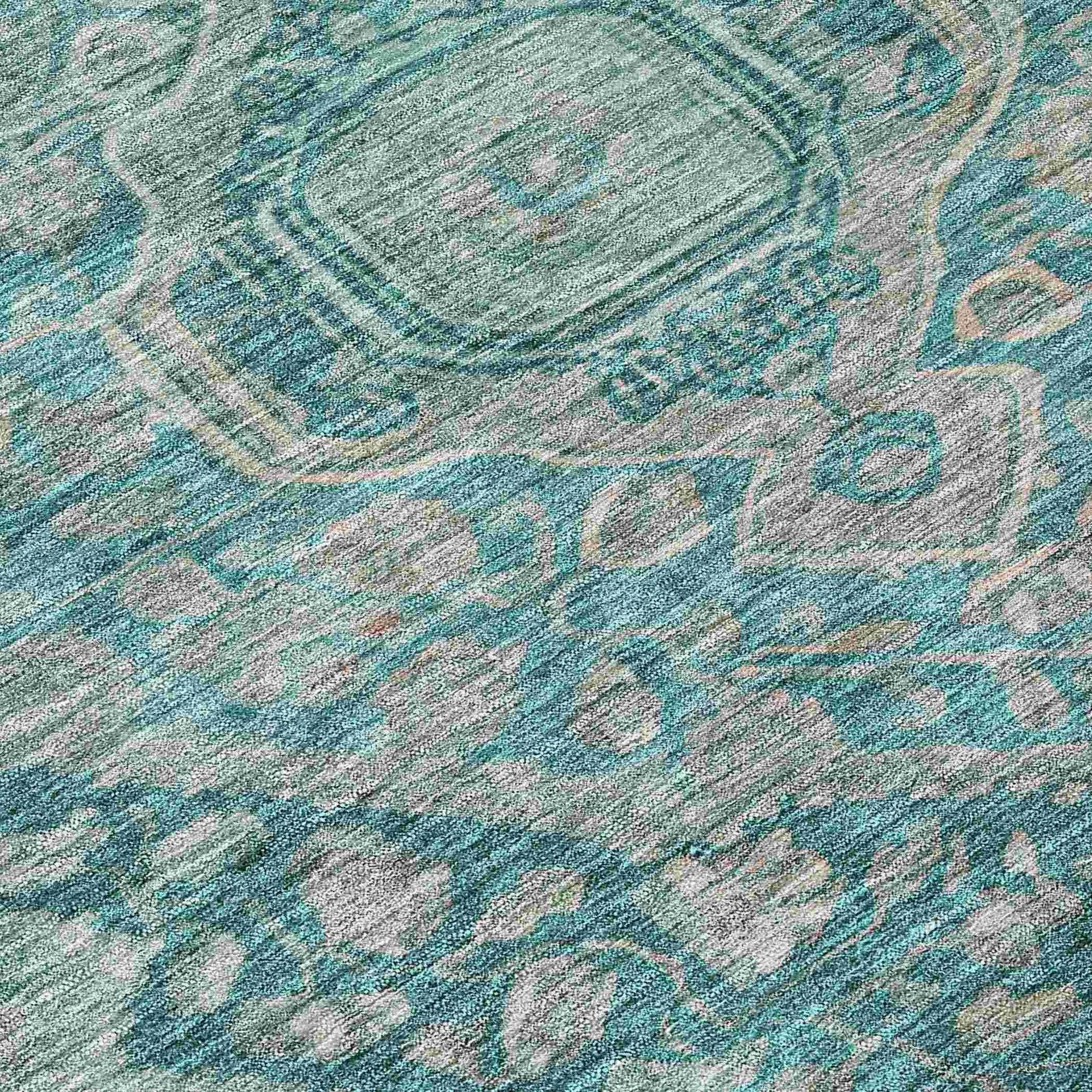 Addison Rugs Kaelanor Teal Washable Indoor-Outdoor Rug