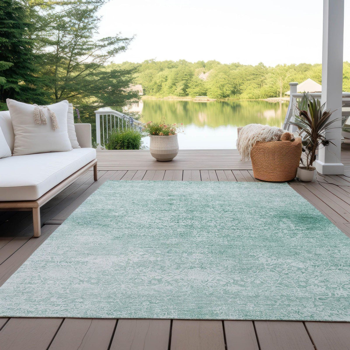 Addison Rugs Kaelas Teal Washable Indoor-Outdoor Rug