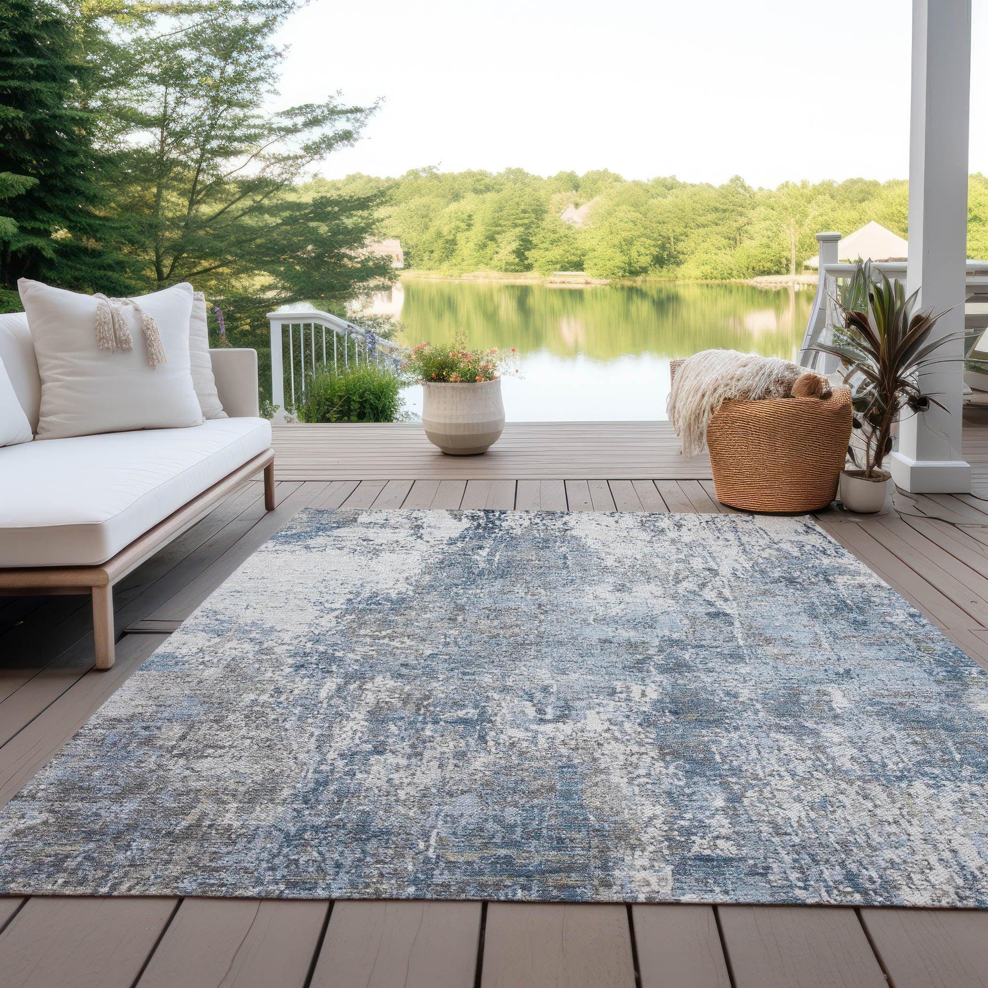 Addison Rugs Kaelion Blue Washable Indoor-Outdoor Rug