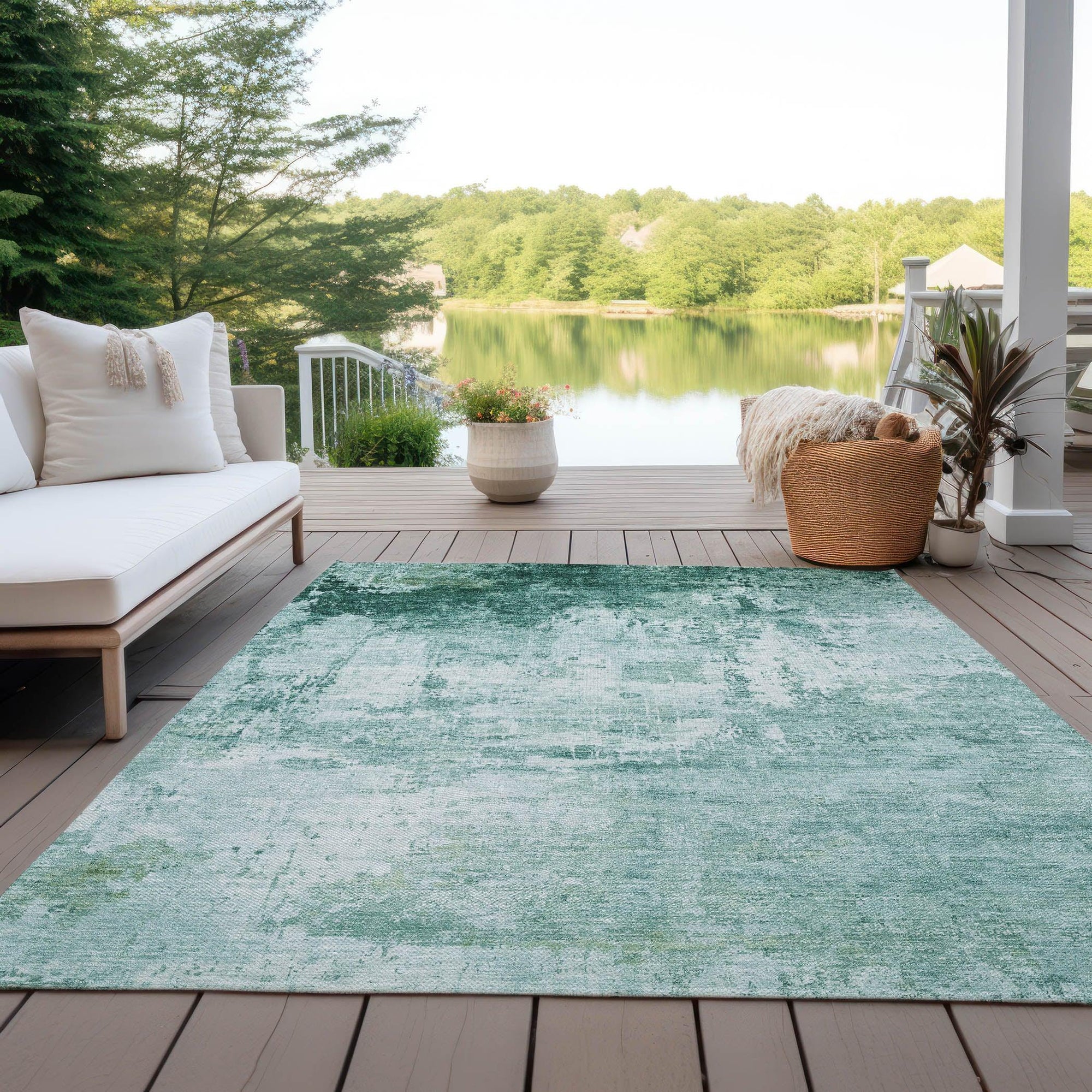 Addison Rugs Kaelira Teal Washable Indoor-Outdoor Rug